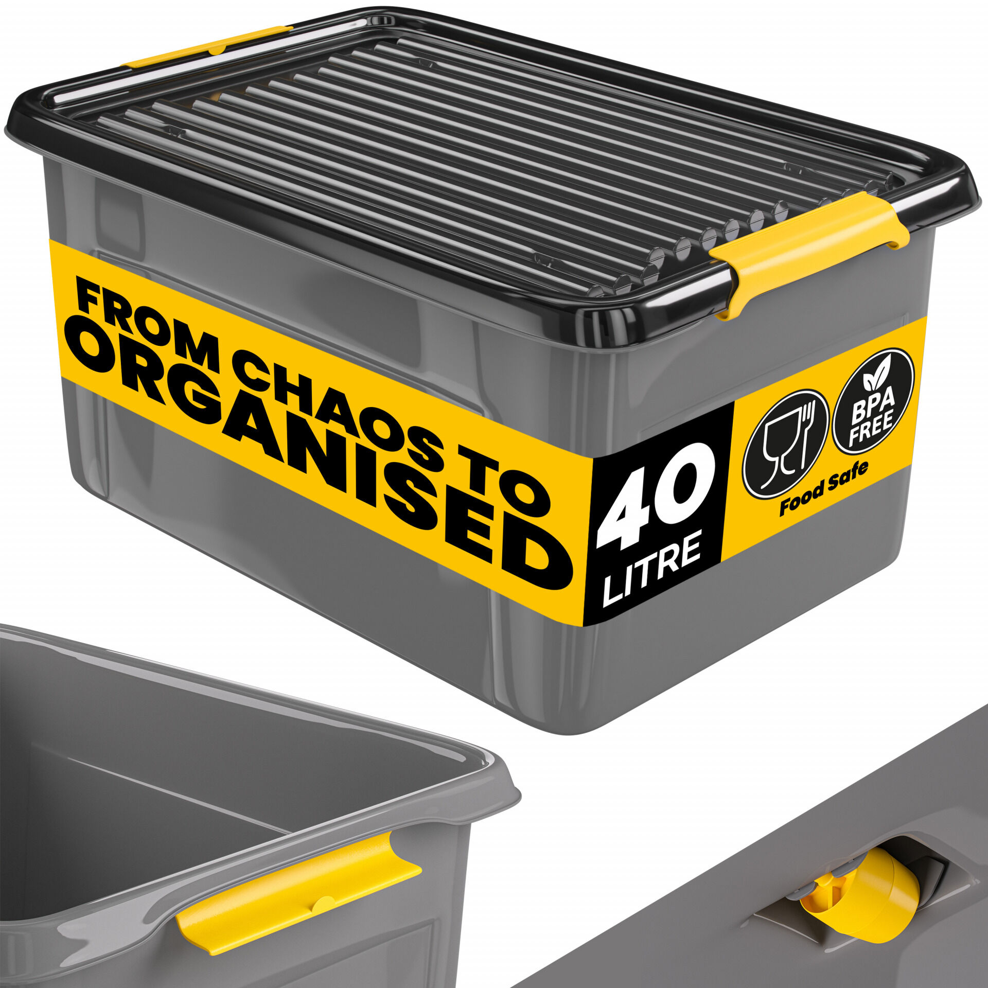 Aufbewahrungsbox Grau/Anthrazit 58x39x25cm stapelbar