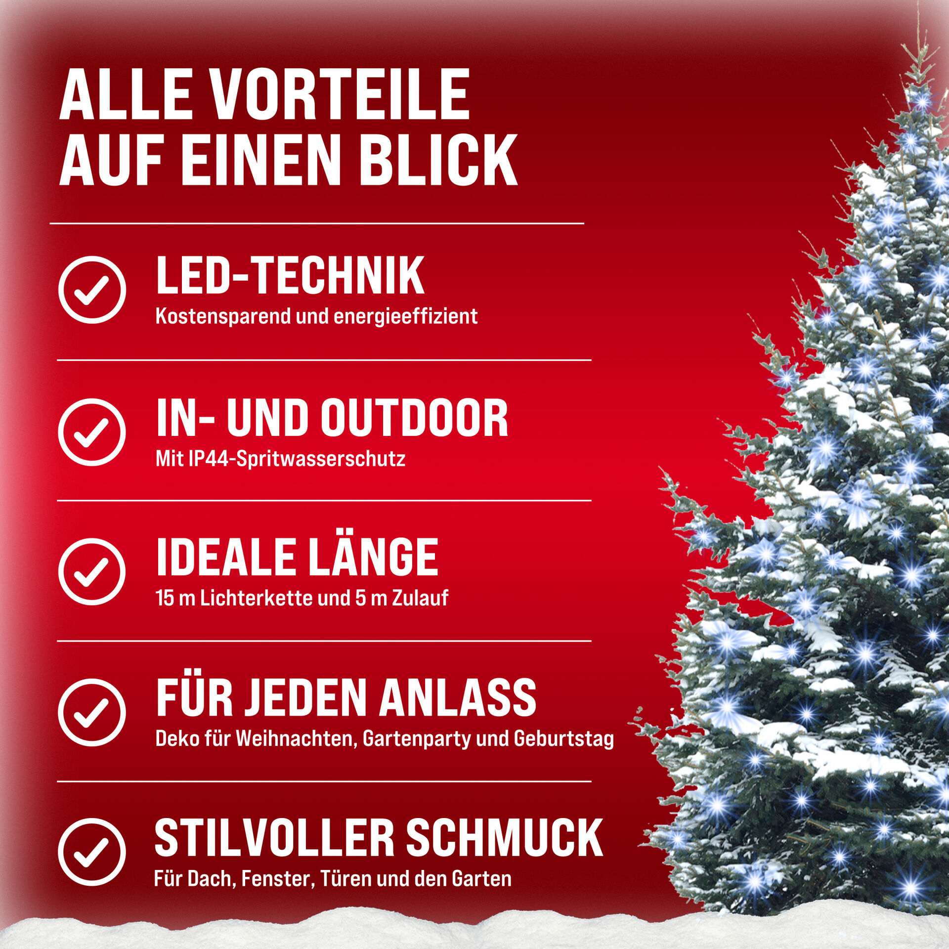 Lichterkette Weihnachten Kaltweiß 20m