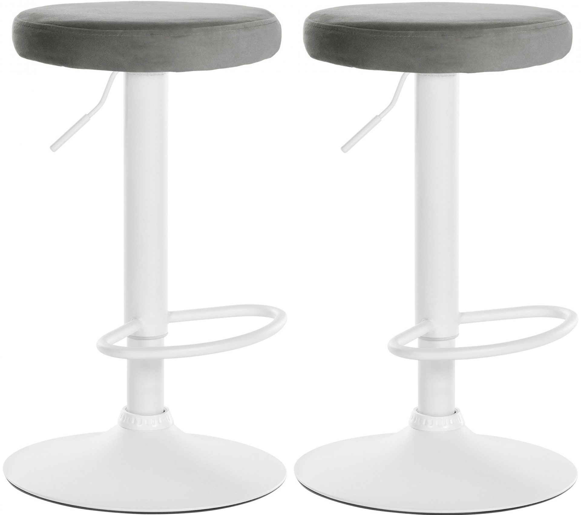 2er Set Barhocker Ponte Samt weiß, grau