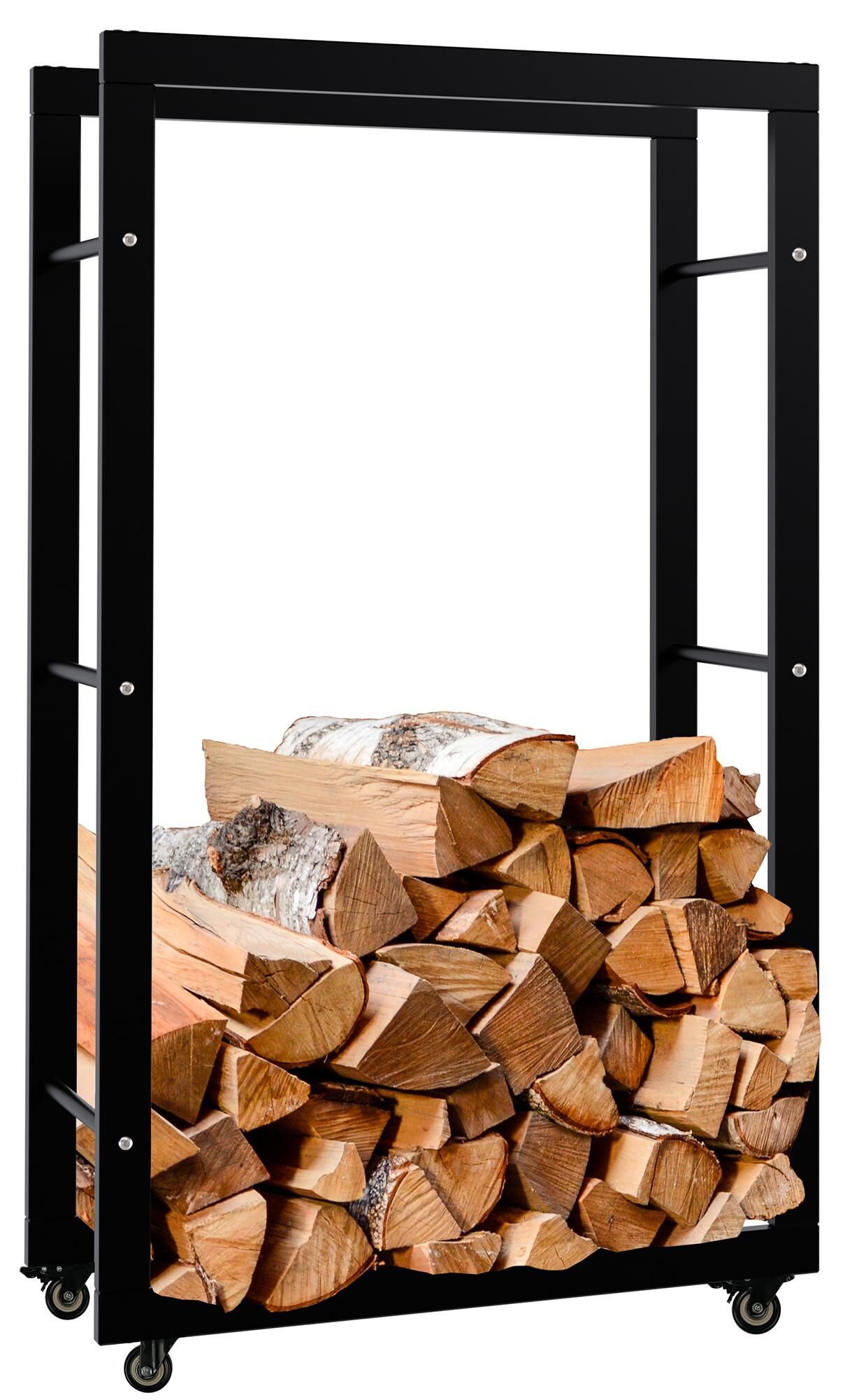 Kaminholzständer Keri mit Rollen 25x60x100, schwarz
