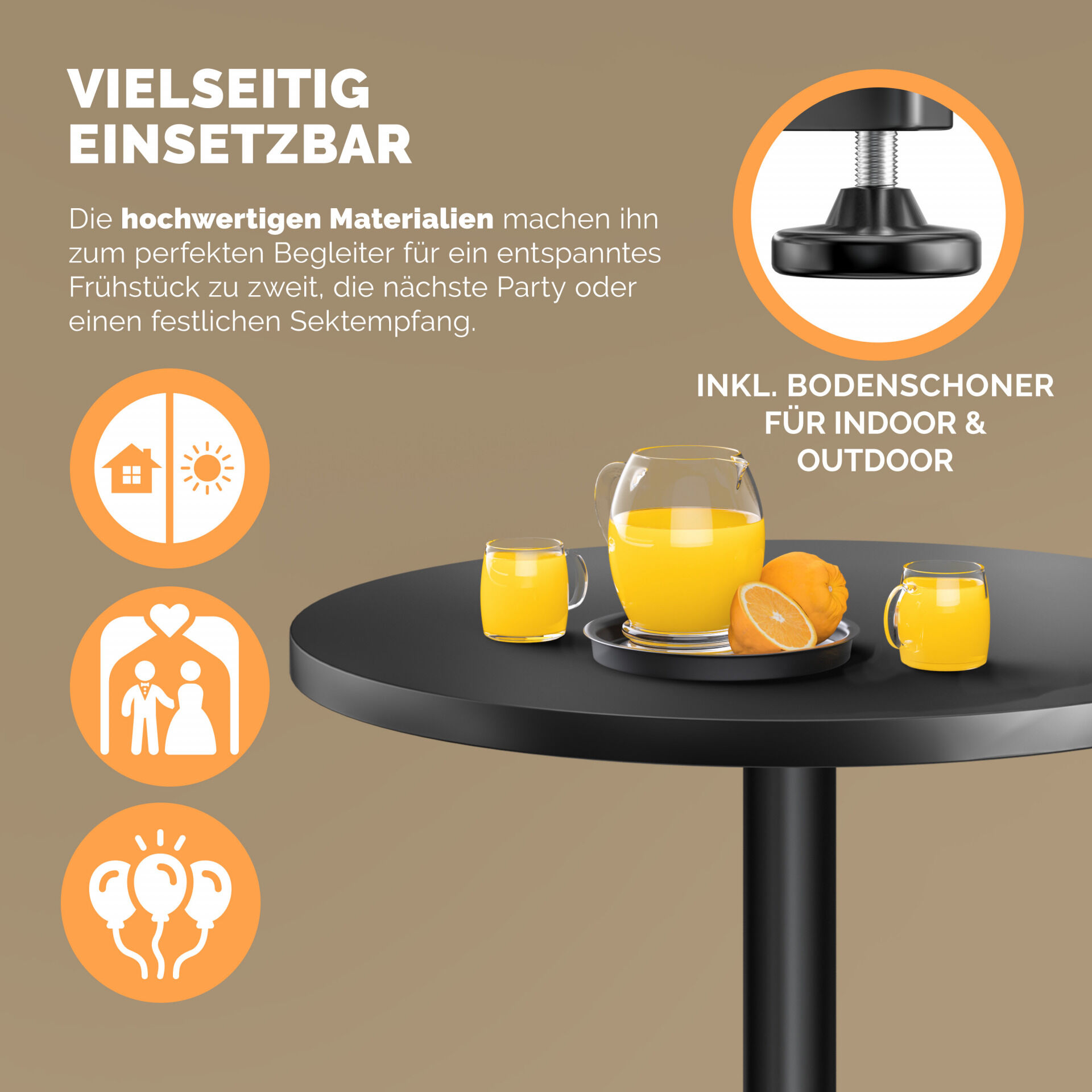 Stehtisch Ø60cm höhenverstellbar 70/115cm Alu Schwarz