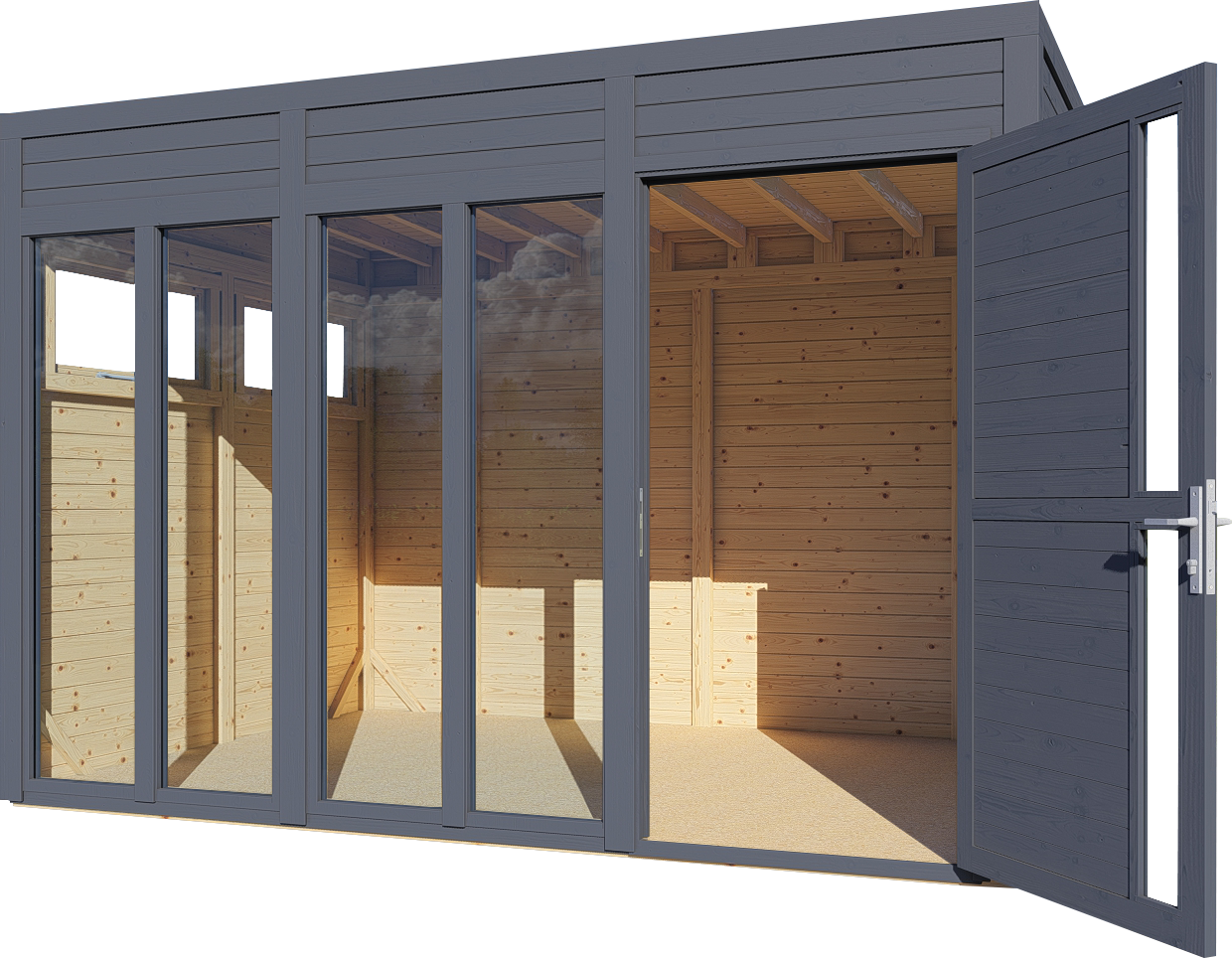 Gartenhaus Holz Cubus 3 Office anthrazit 333 x 230 cm