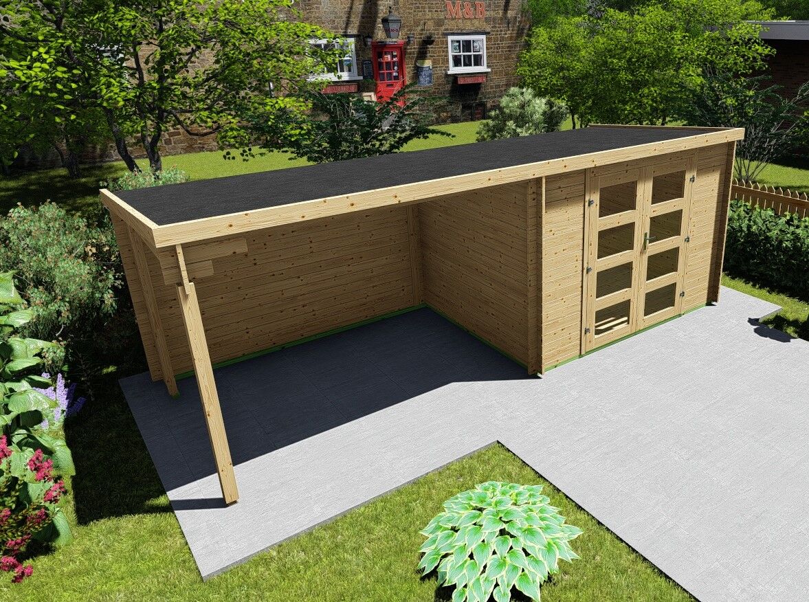 Gartenhaus Flachdach 6x2,4 Funny 4