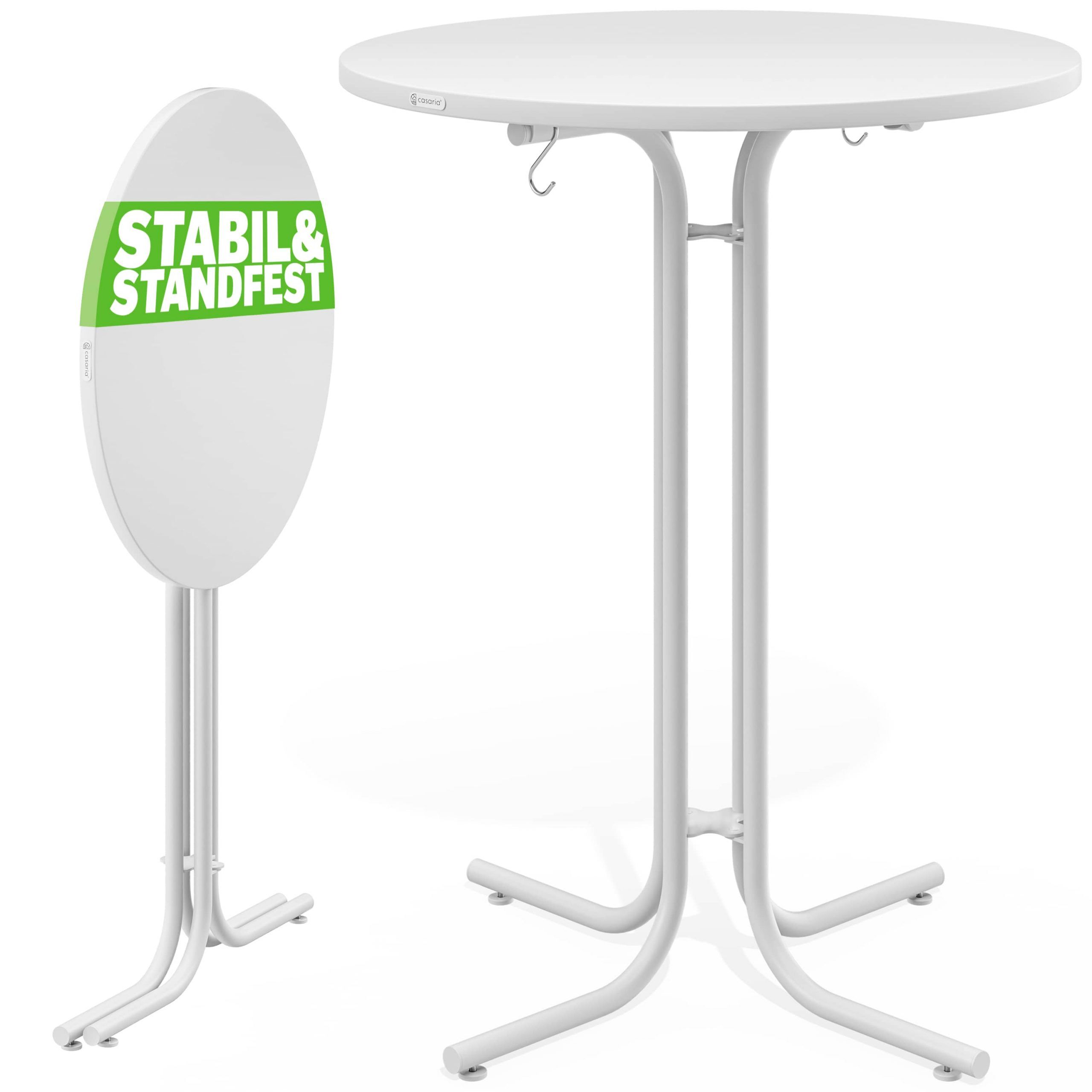 Stehtisch Weiß Ø70x110cm klappbar Outdoor höhenverstellbar bis 100kg