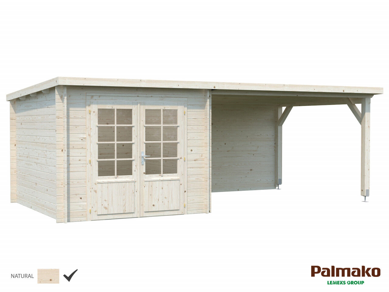 Flachdach Palmako Gartenhaus Ella 8,7+10,0 m²