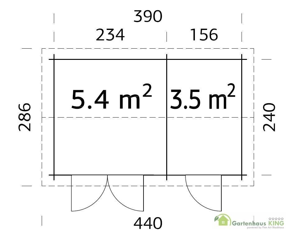 Palmako Gerätehaus Jari 8,9 m² Grundriss