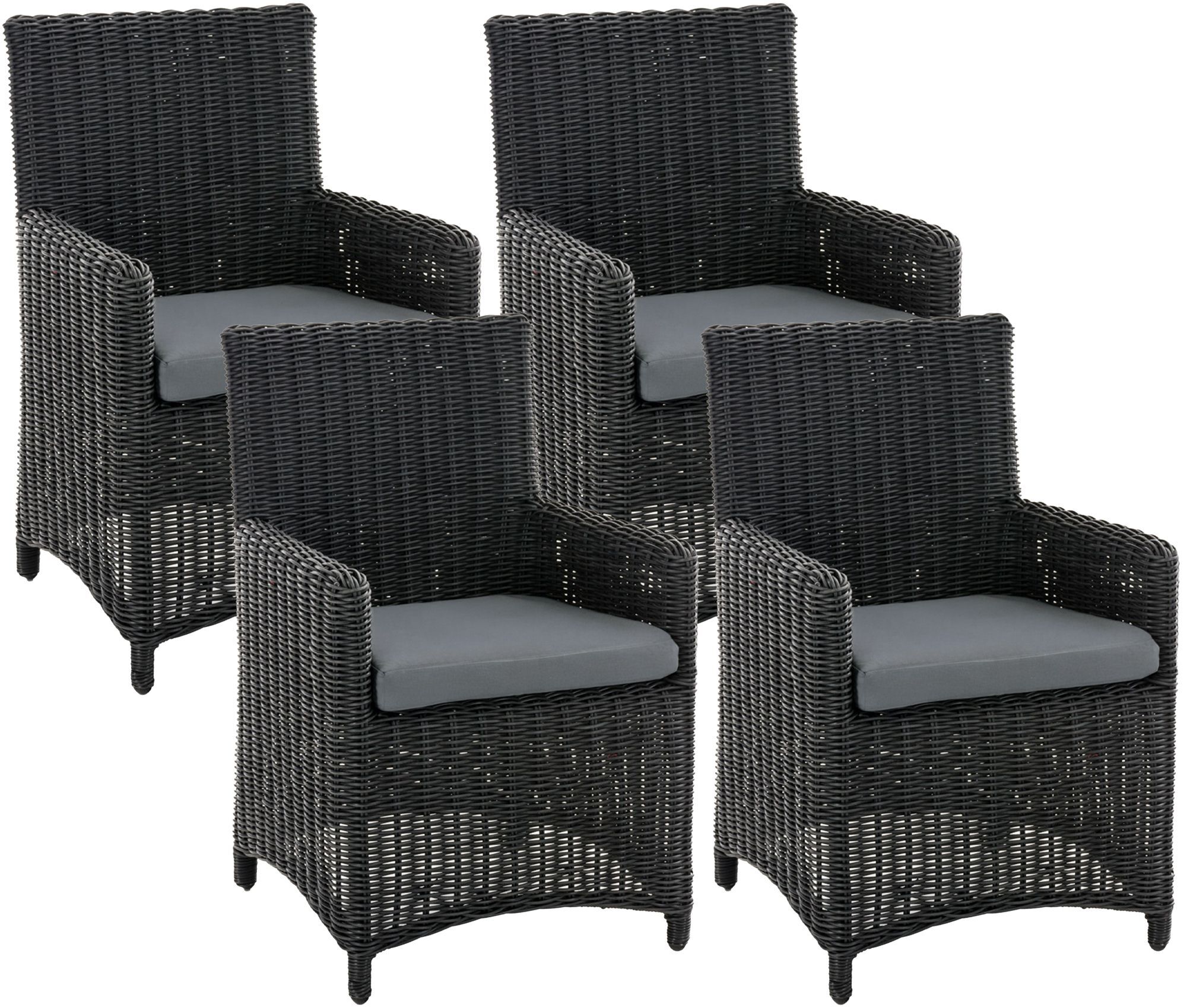 4er Set Stuhl Fontana / Sankt Marlo Eisengrau 5mm, schwarz