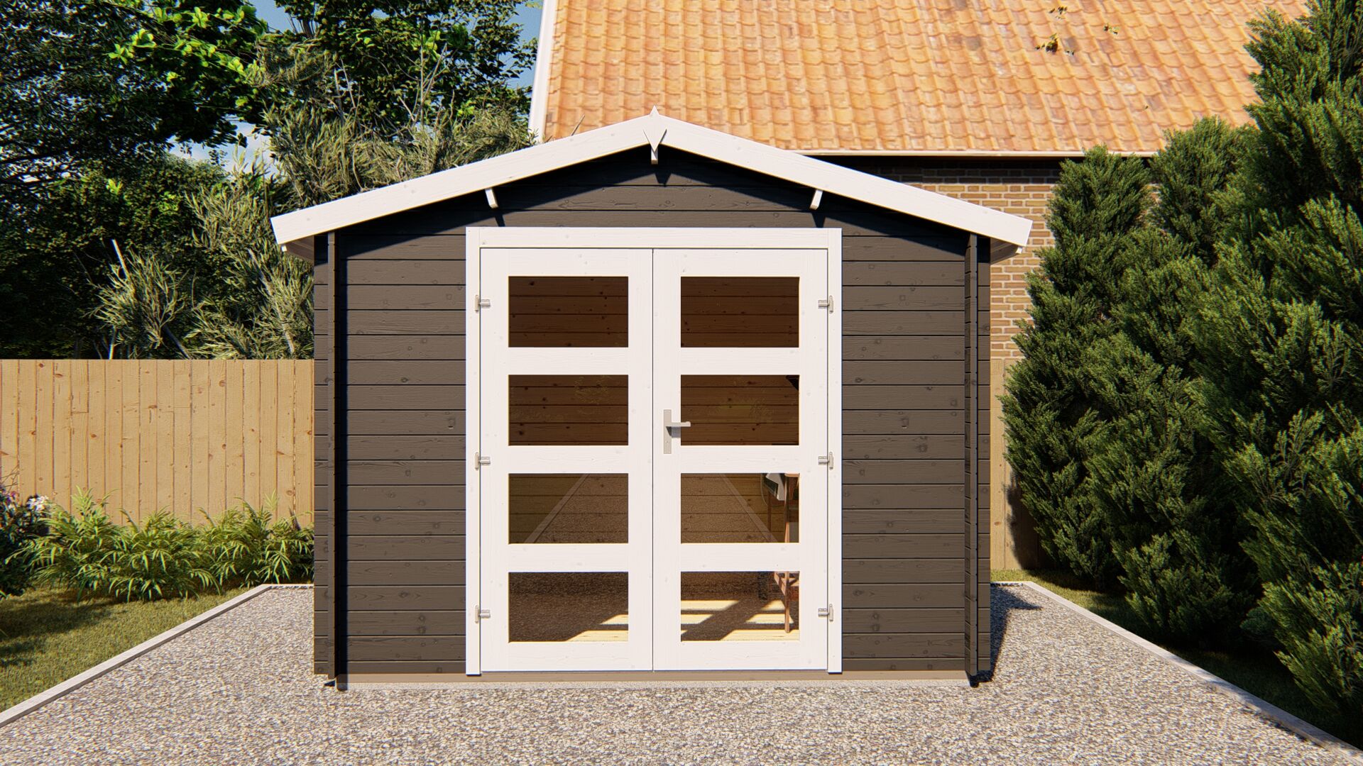 Gartenhaus 3×2 Funny 10 Holz Gartenhaus mit Doppeltür und Satteldach