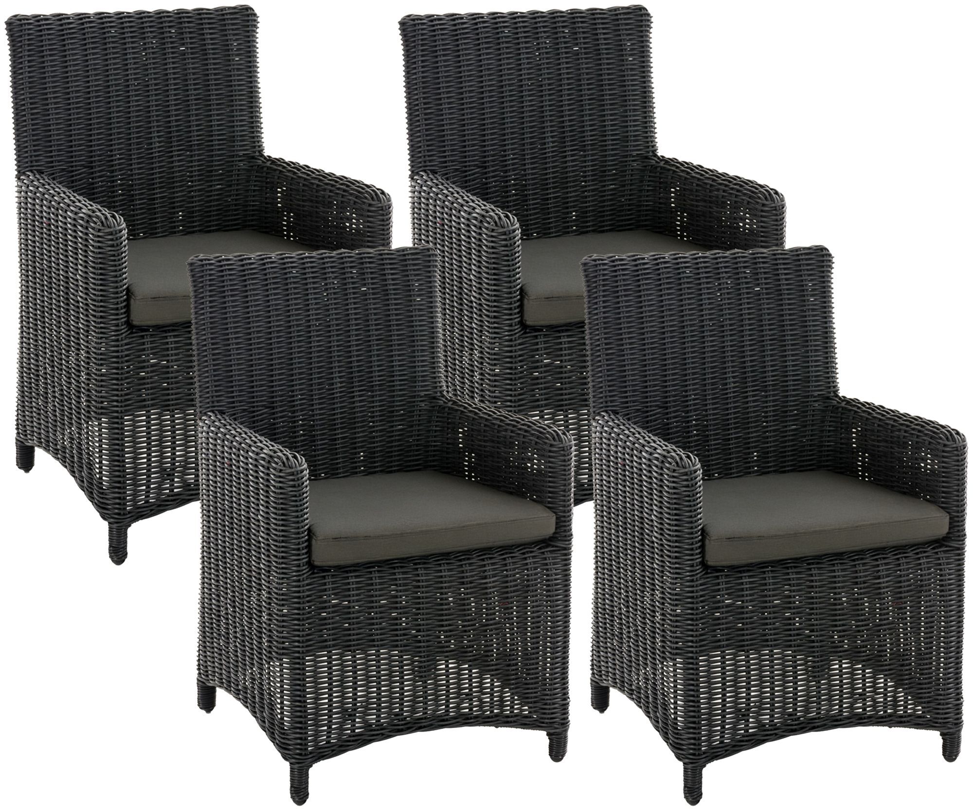 4er Set Stuhl Fontana / Sankt Marlo Anthrazit 5mm, schwarz