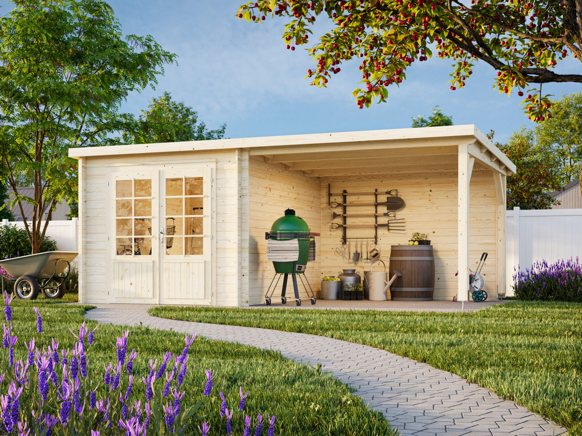 Flachdach Palmako Gartenhaus Ella 6,9+8,2 m²