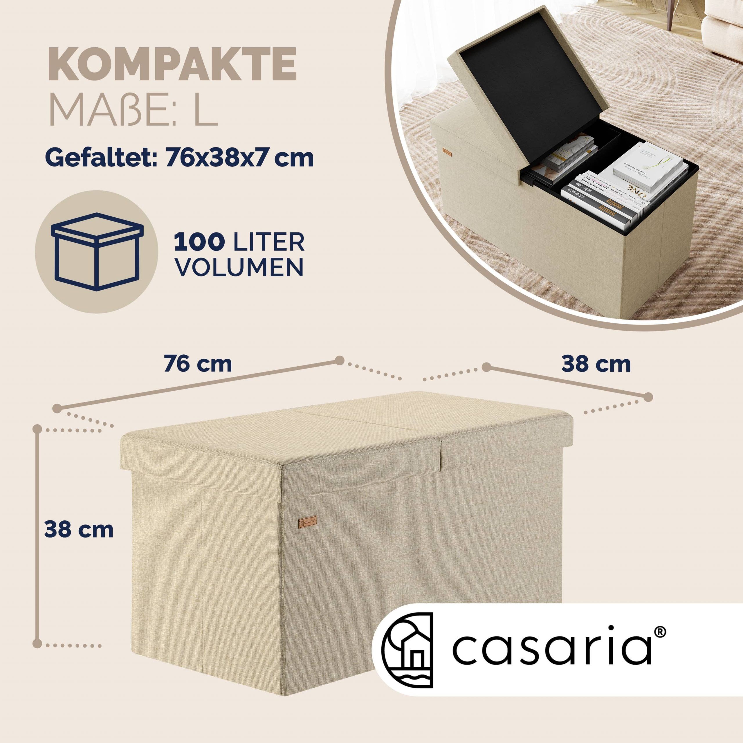 Sitzbank Beige 76x38x38cm mit Klappdeckel