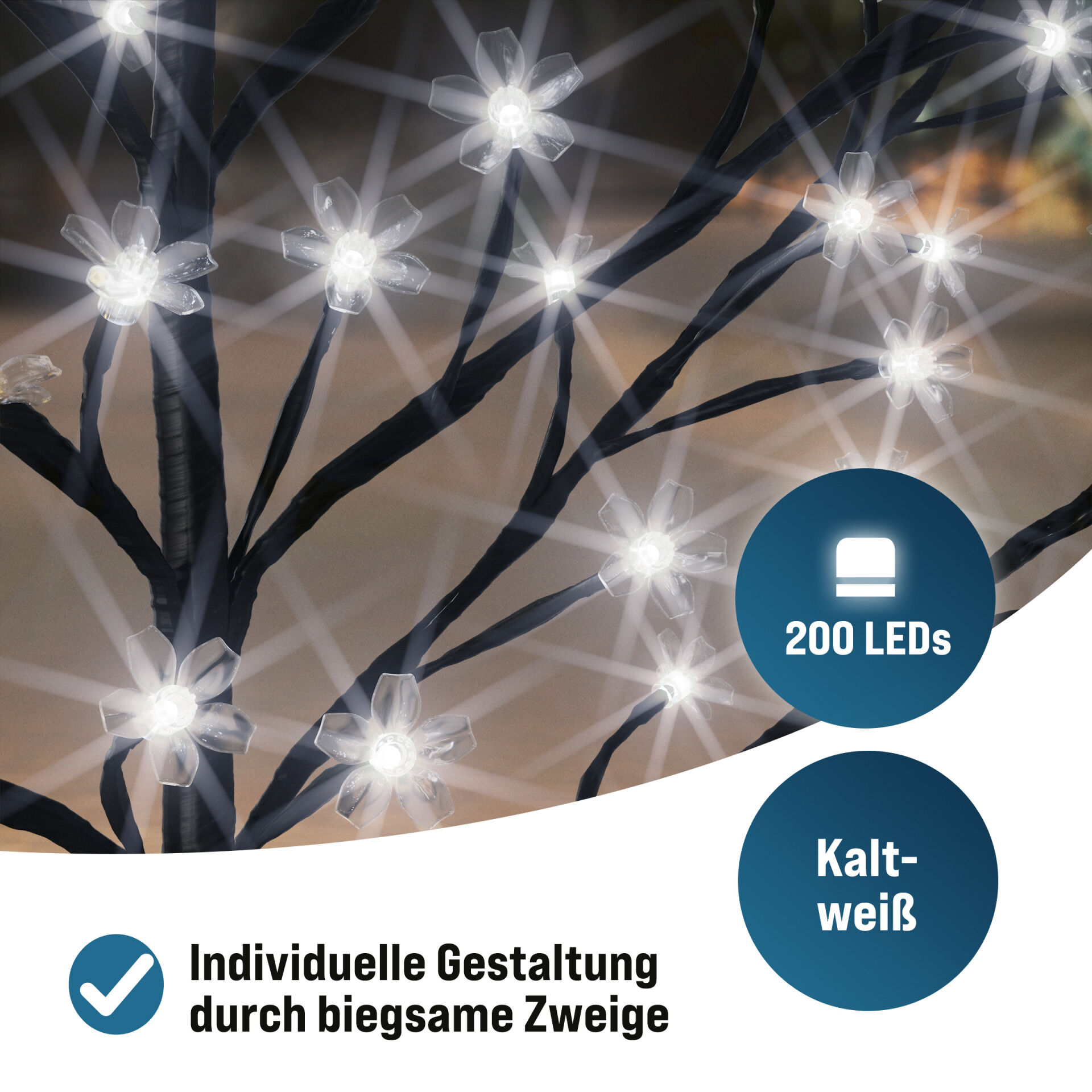 Kirschblütenbaum Kaltweiß 180cm In-/Outdoor + Fernbedienung