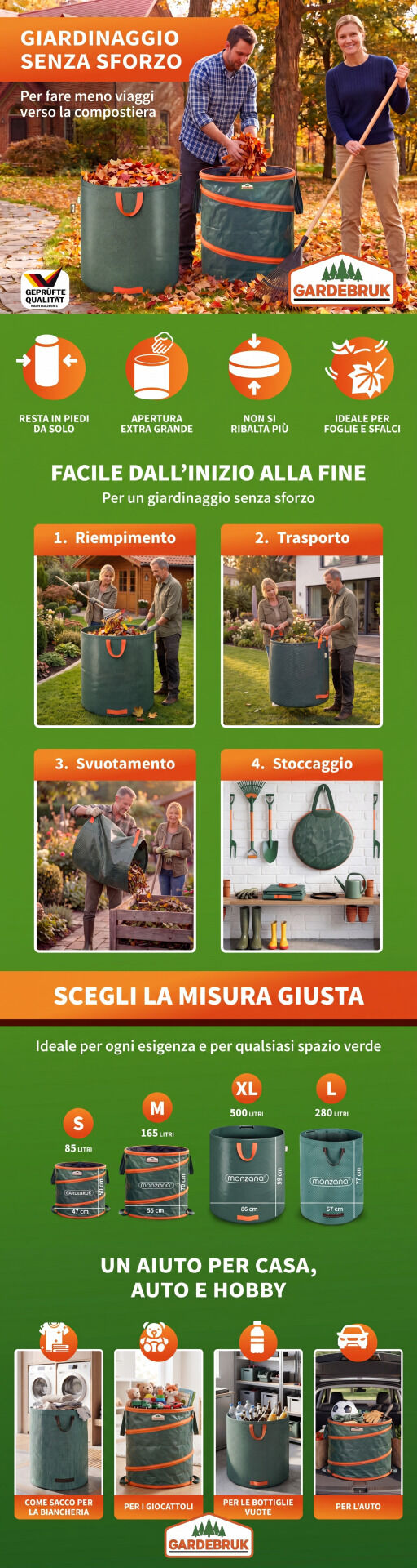 Gartenabfallsack 4er-Set je 500 Liter