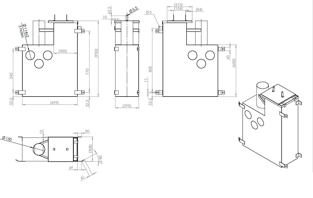 Holz Innenofen für Badefass 30 KW, Aluminium 5754