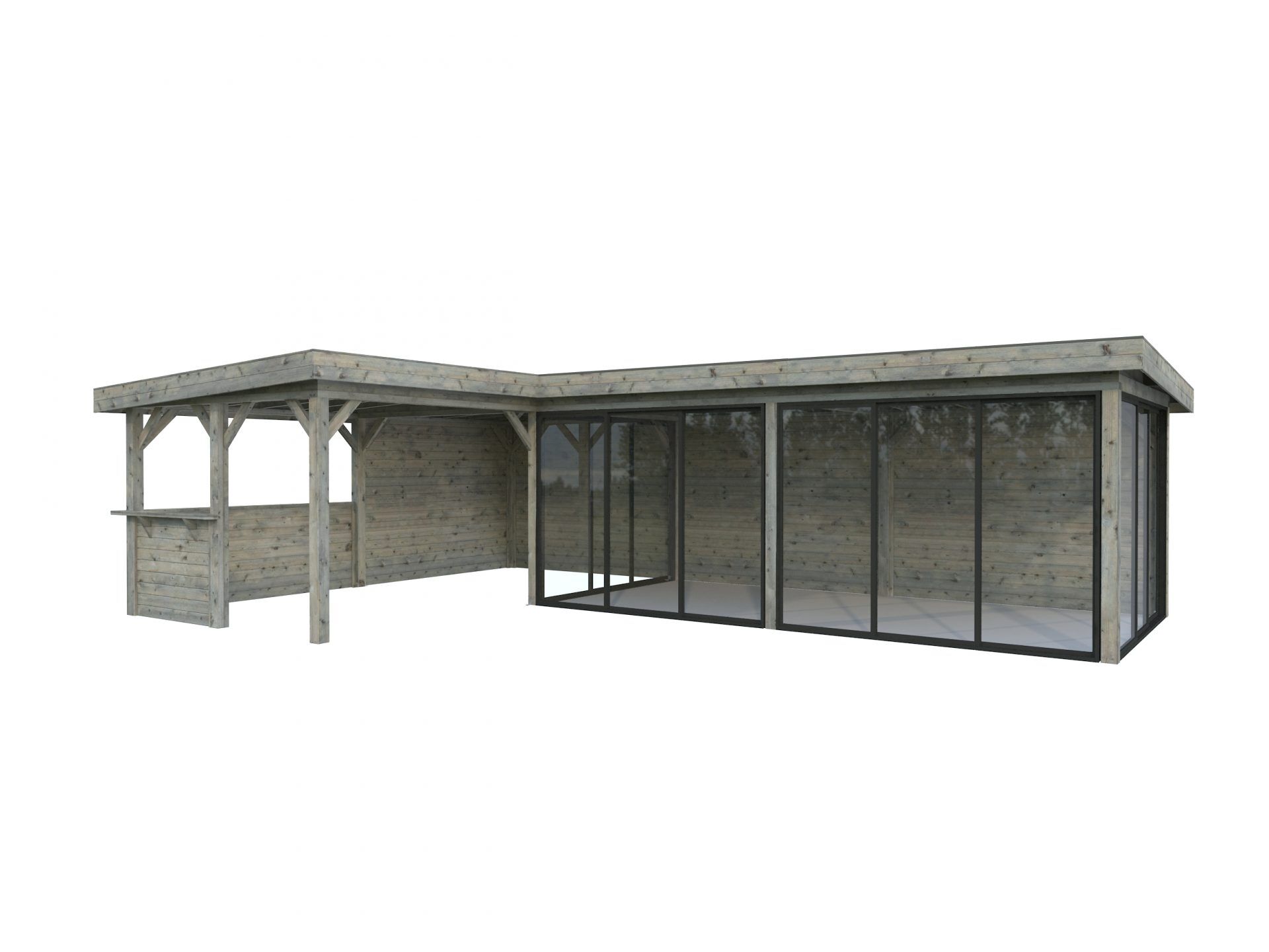 Palmako modernes Gartenhaus Lenna 33,2 m² Set 721 Slide Plus