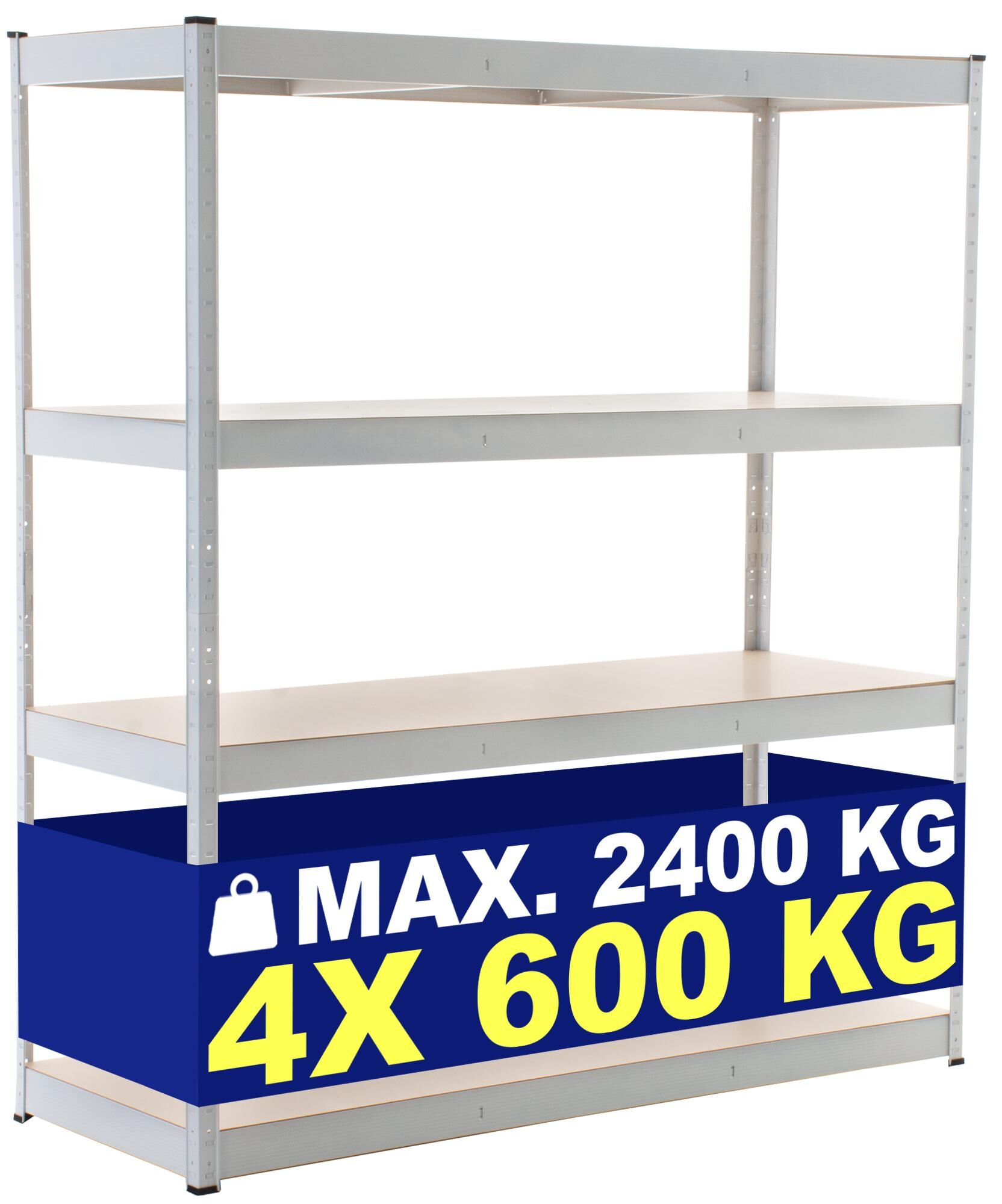 Schwerlastregal 160x60x180 cm, weiß