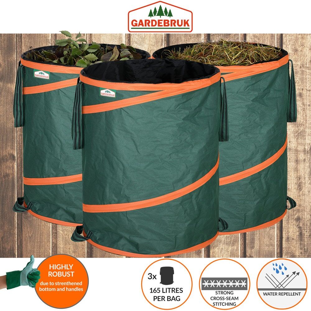 Popup Gartenabfallsack 3er-Set Grün je 165 Liter