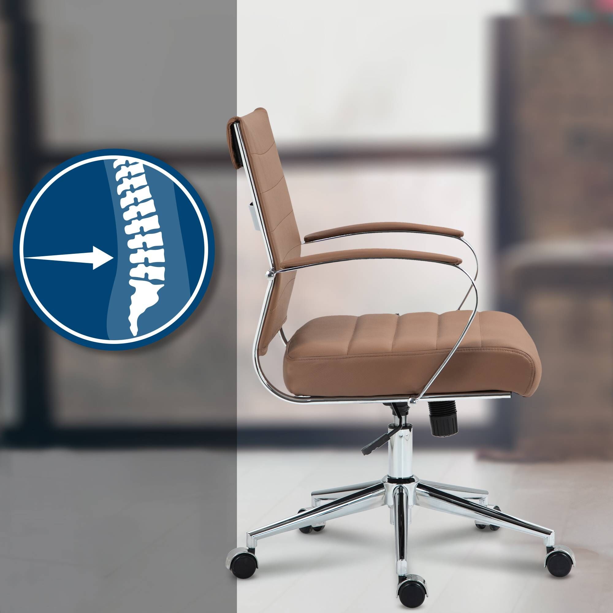 Bürostuhl Oakland Echtleder, hellbraun