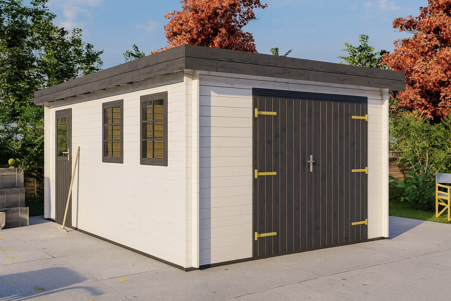 Holzgarage Schweden gespiegelt