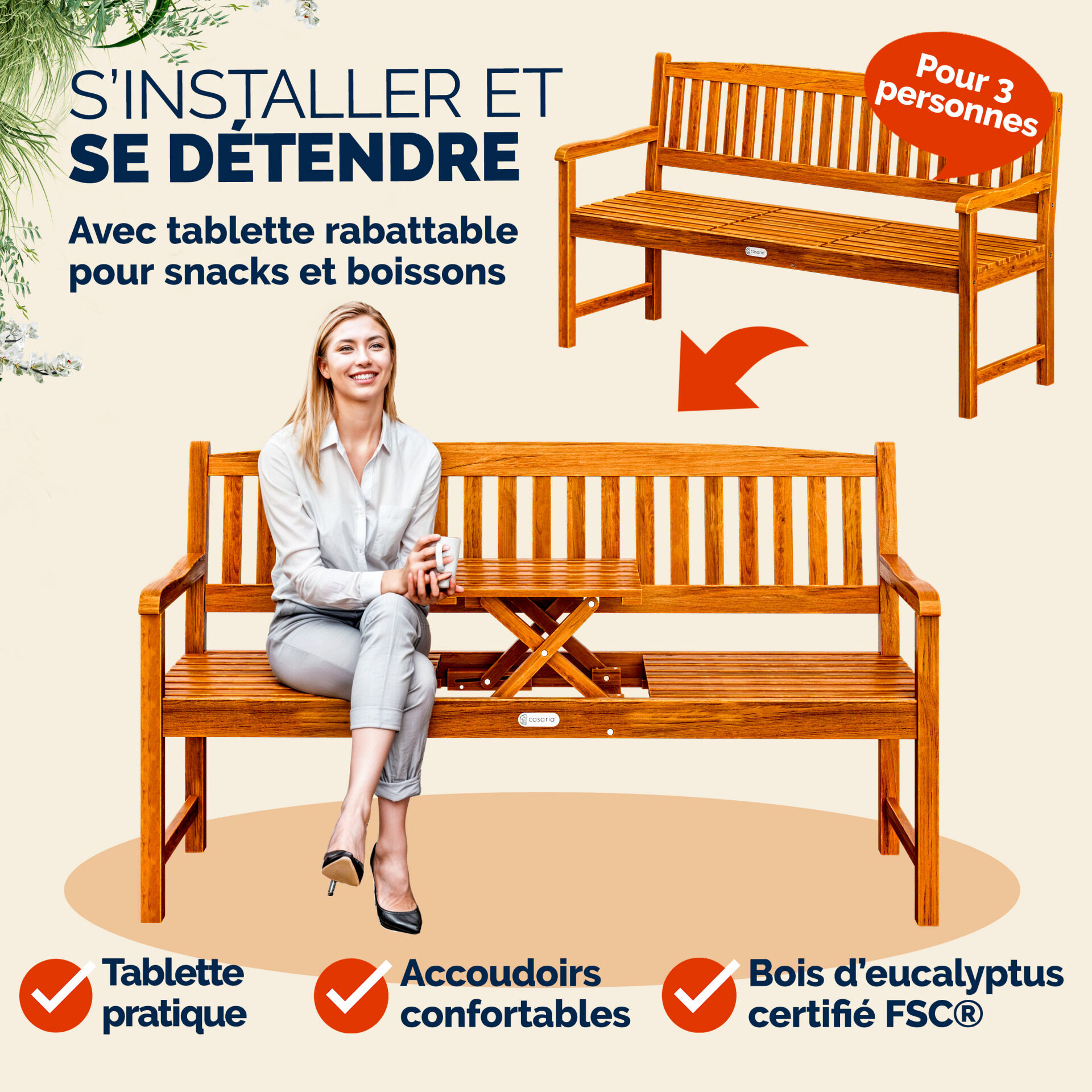 Gartenbank Picknick mit Tisch Eukalyptus FSC®-zertifiziert