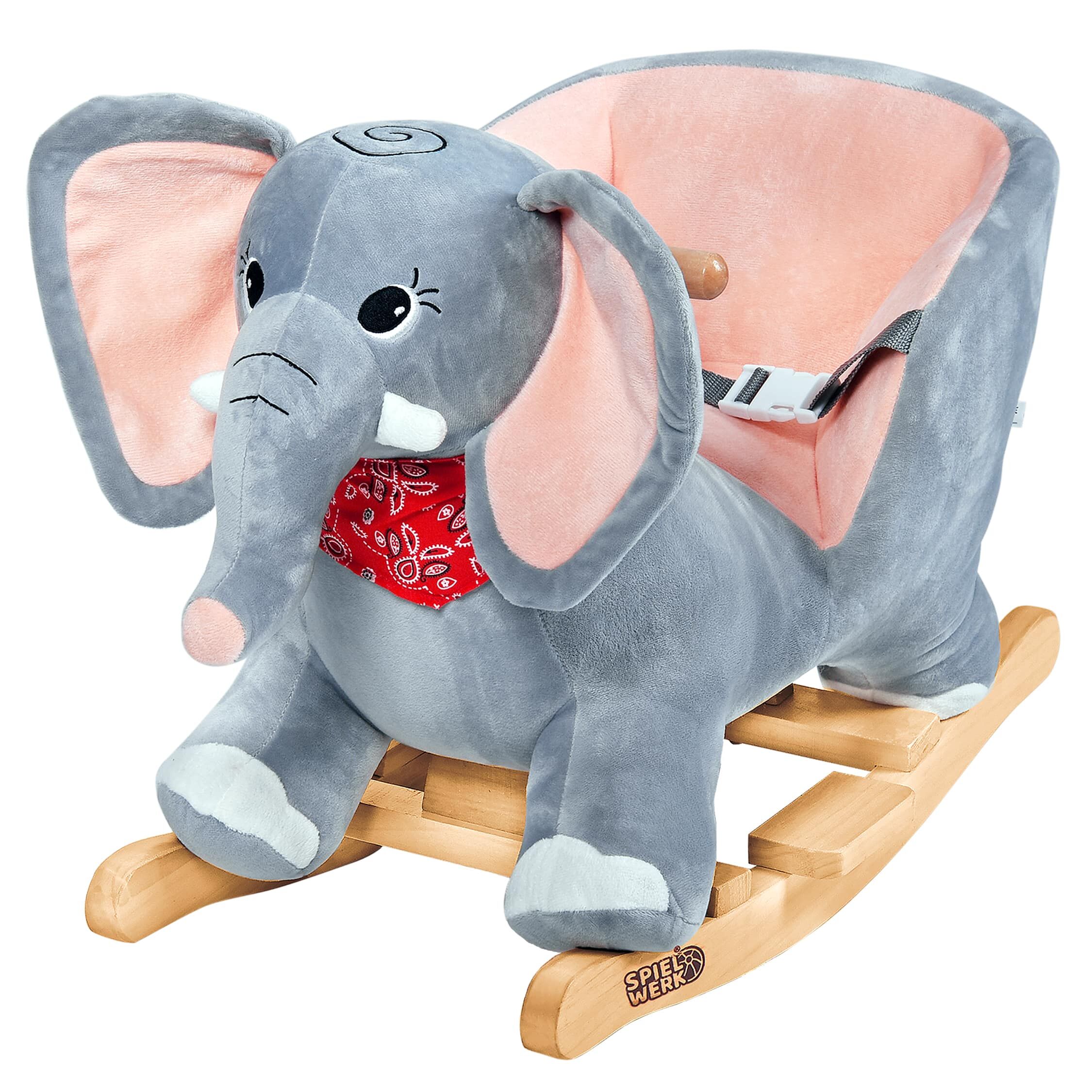 Schaukeltier Elefant Grau mit Sicherheitsgurt