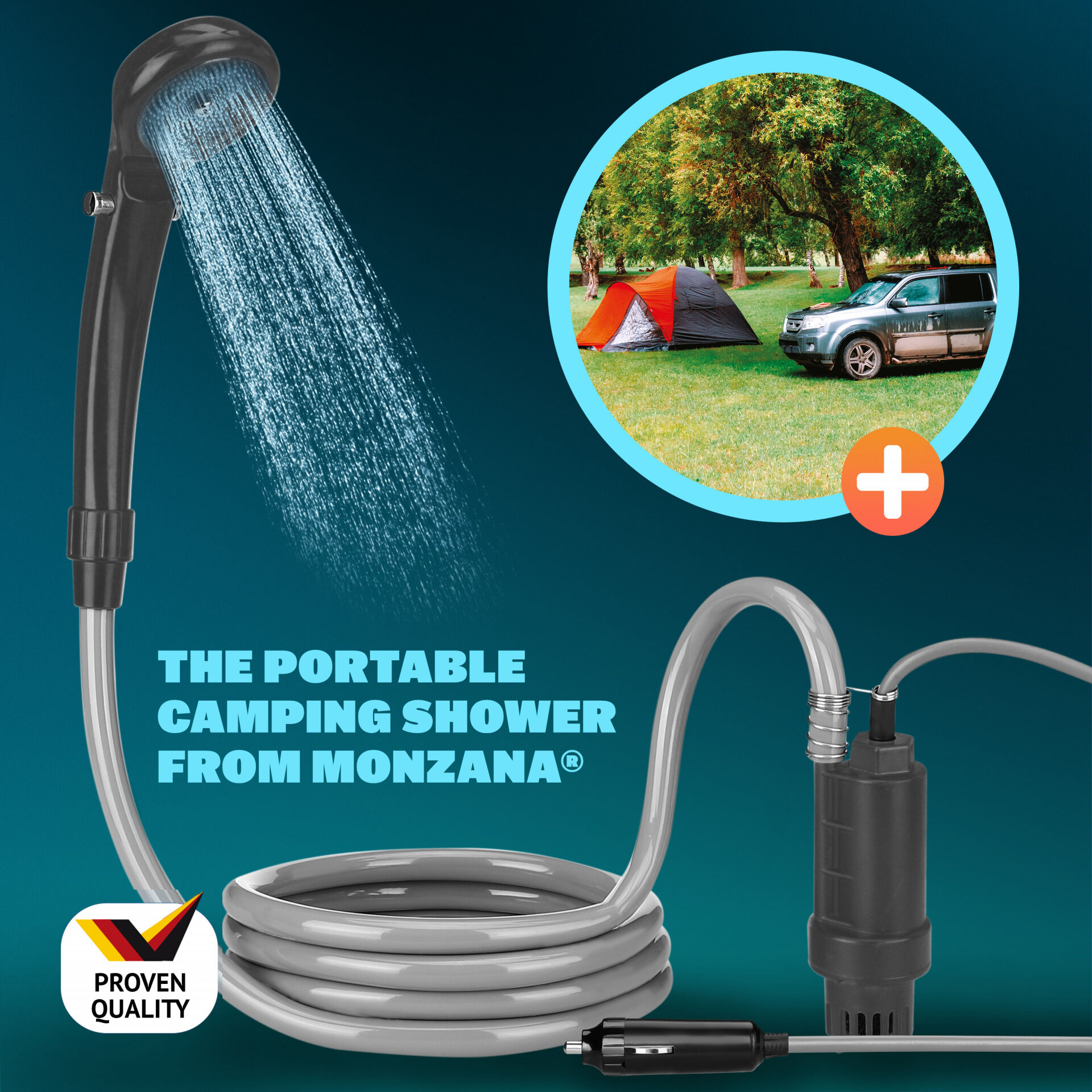 Campingdusche Anthrazit mit Tauchpumpe