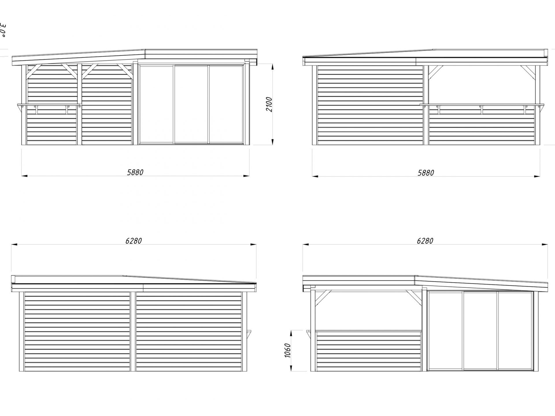 Palmako modernes Gartenhaus Lenna 24,9 m2 Set 410 Slide