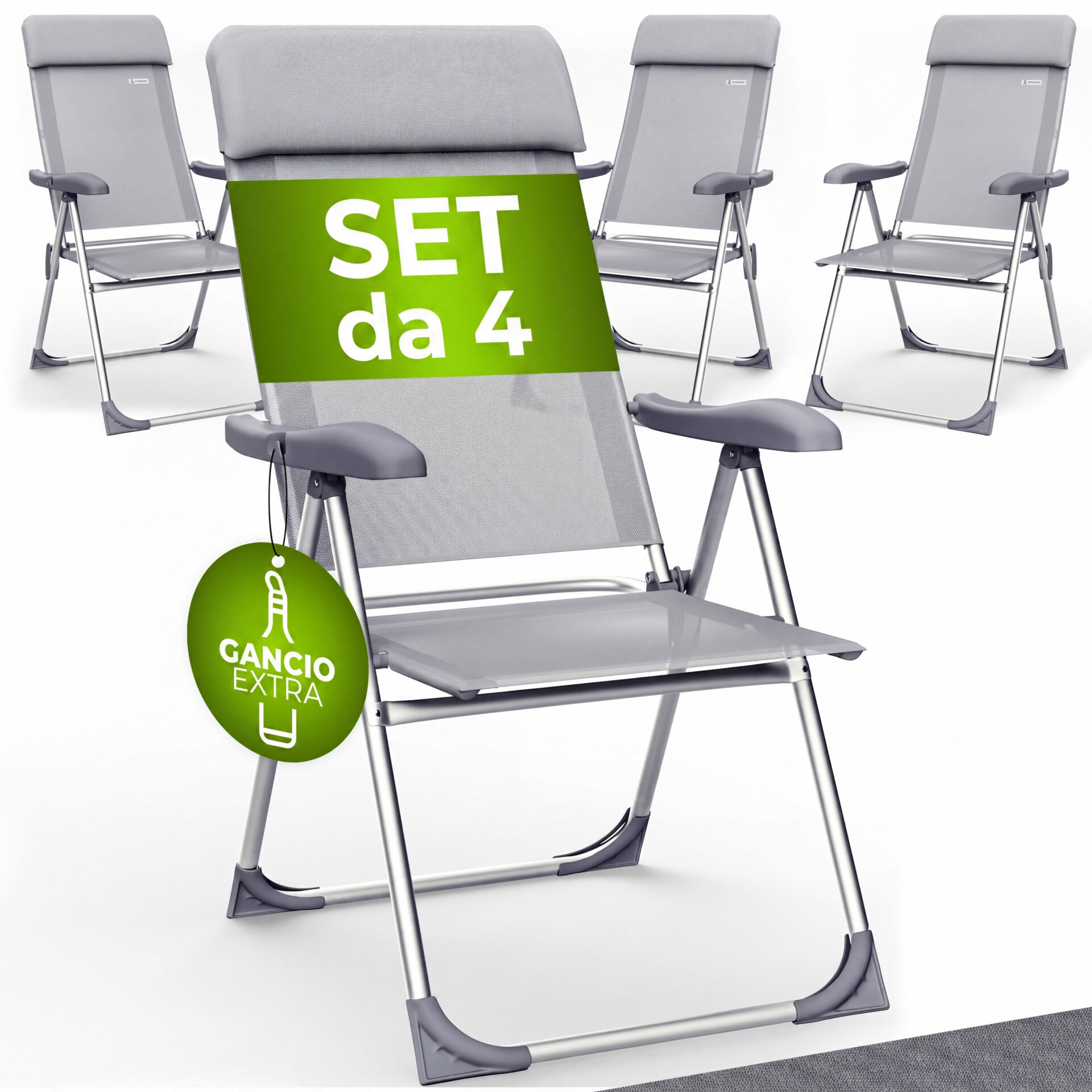 Gartenstuhl 4er-Set Silber Alu