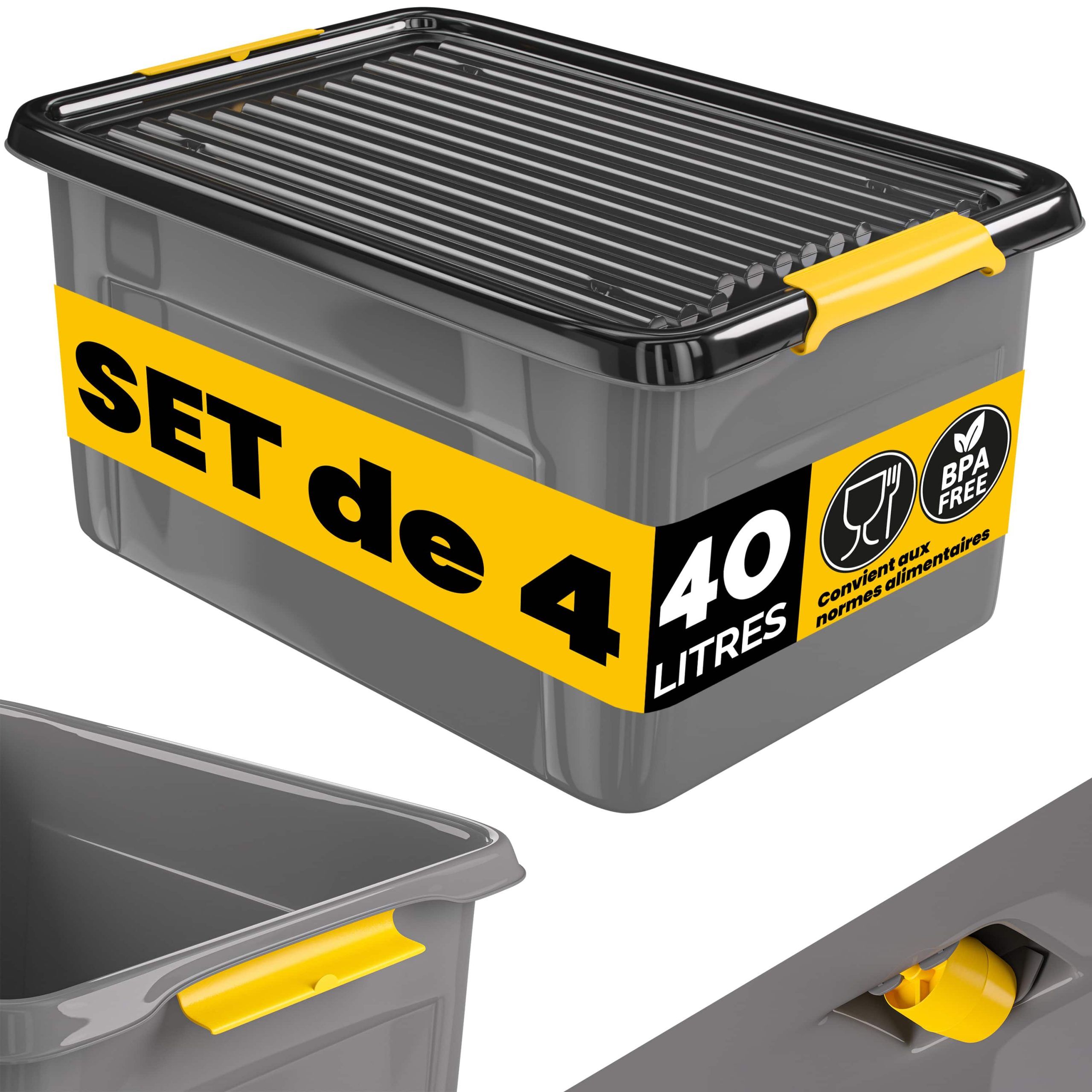 Aufbewahrungsbox 4er-Set Grau/Anthrazit 58x39x25cm stapelbar