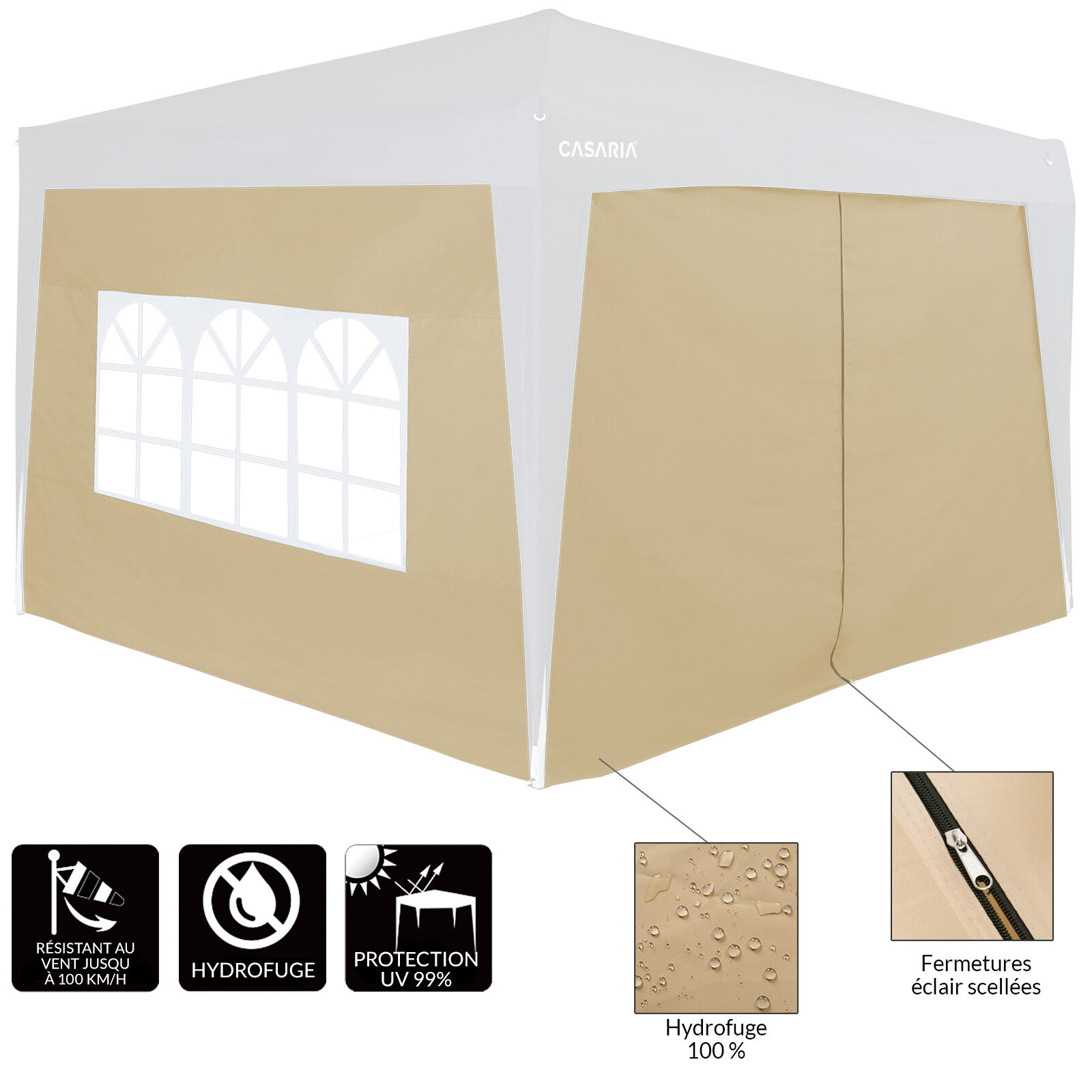 Seitenwände Faltpavillon 2er-Set Beige 3x2m