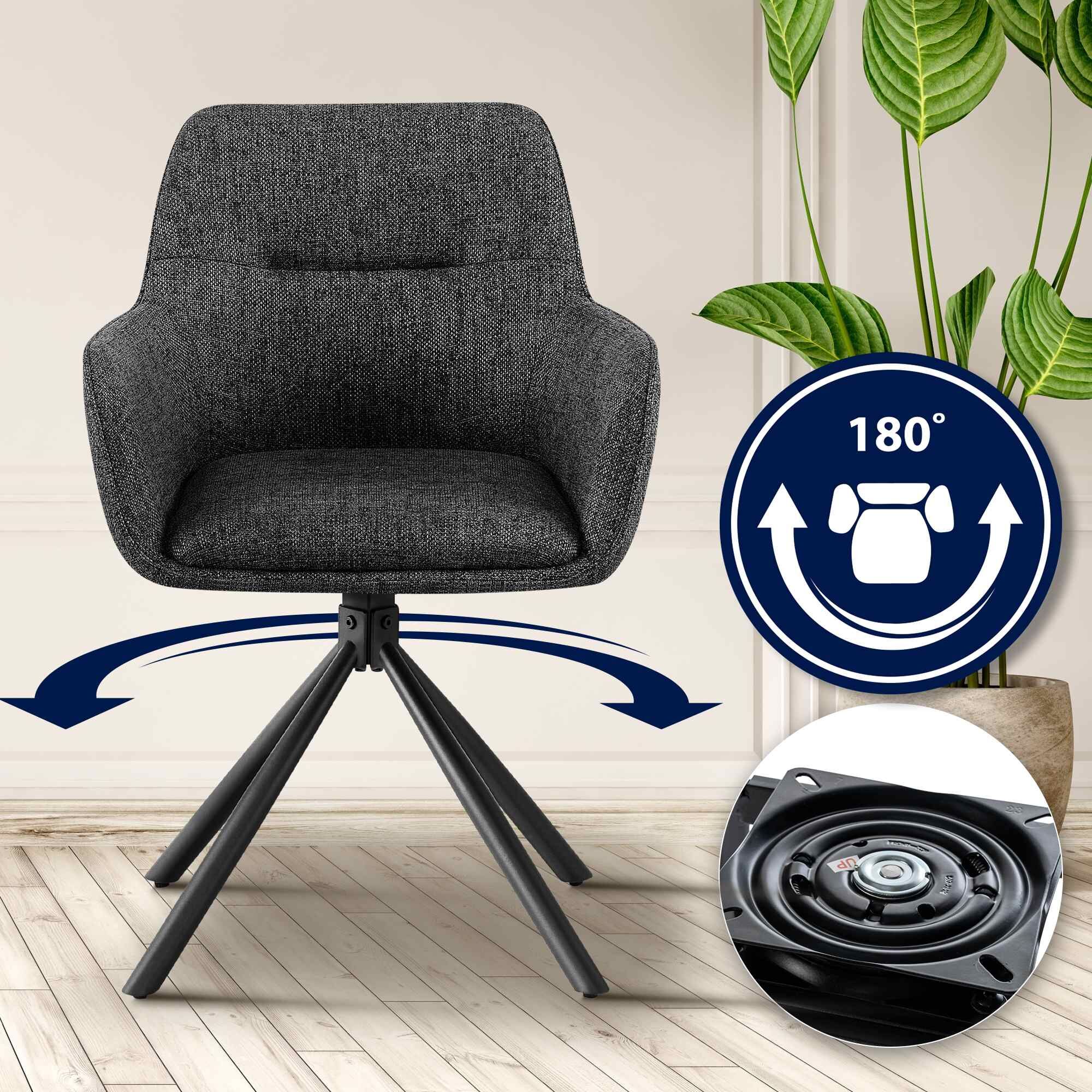 2er Set Stuhl Tipton Stoff, dunkelgrau