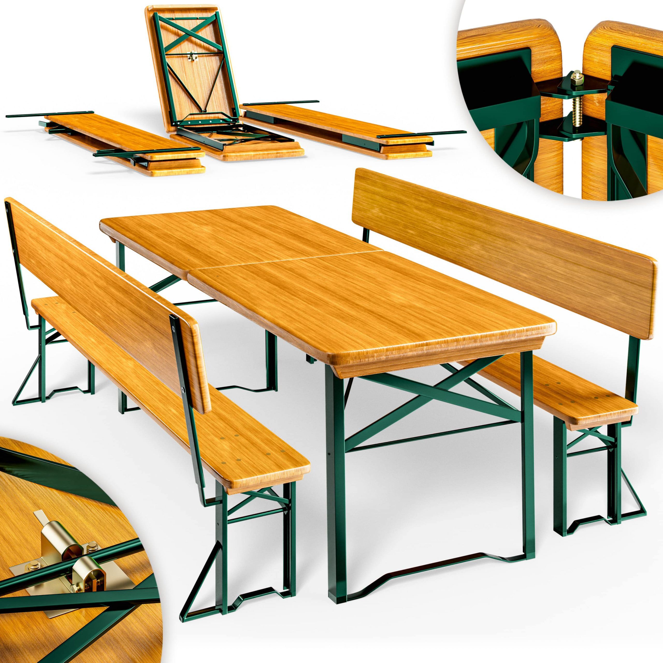 Bierzeltgarnitur für 8 Personen 170x70x75cm klappbar mit Rückenlehne