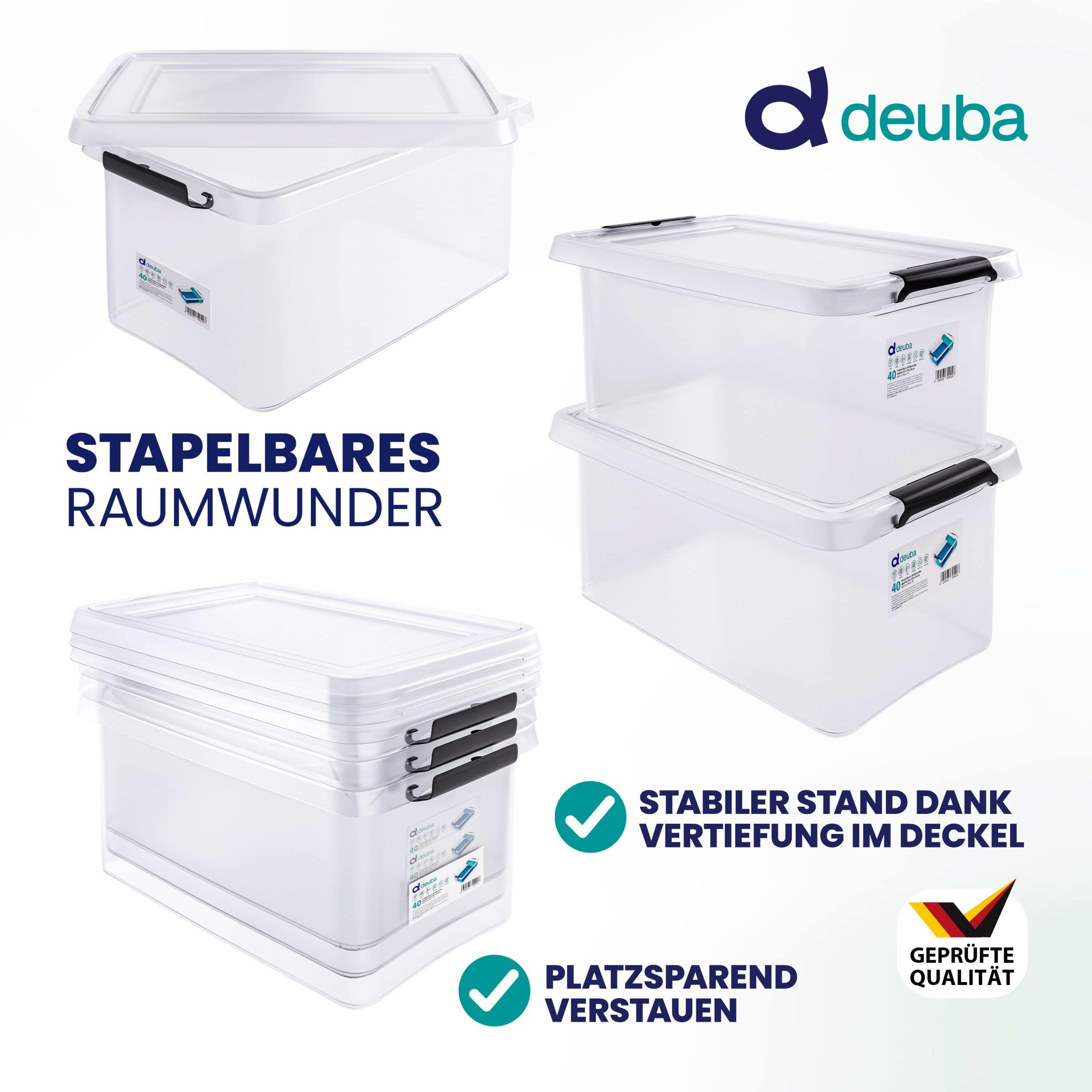 Aufbewahrungsbox 58x39x26cm 40L transparent stapelbar BPA-frei