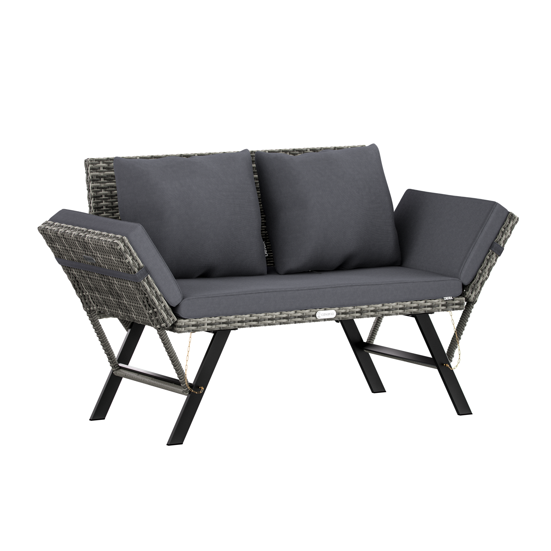 Polyrattan Gartenbank Grau 176x56x81cm