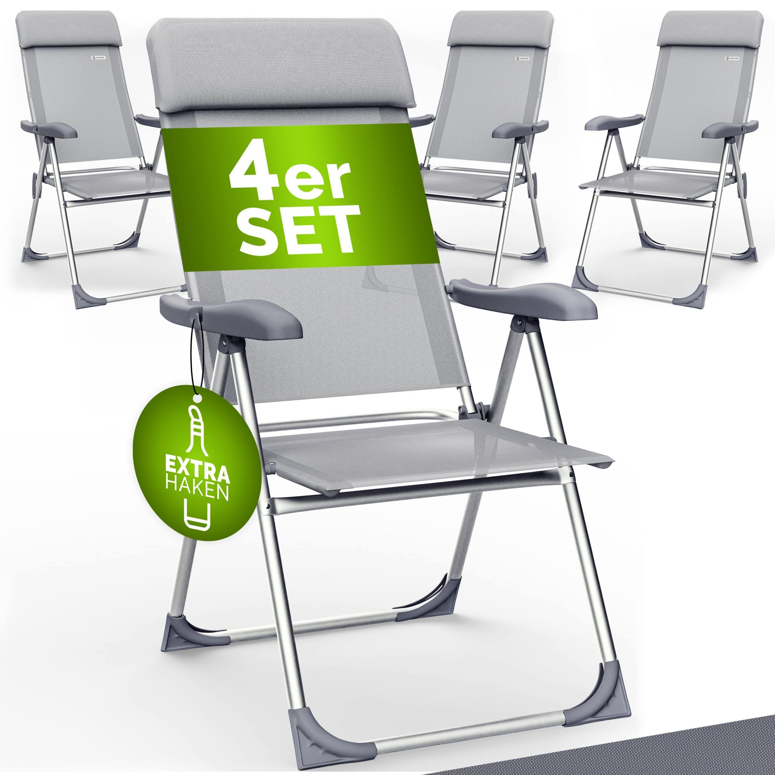 Gartenstuhl 4er-Set Silber Alu