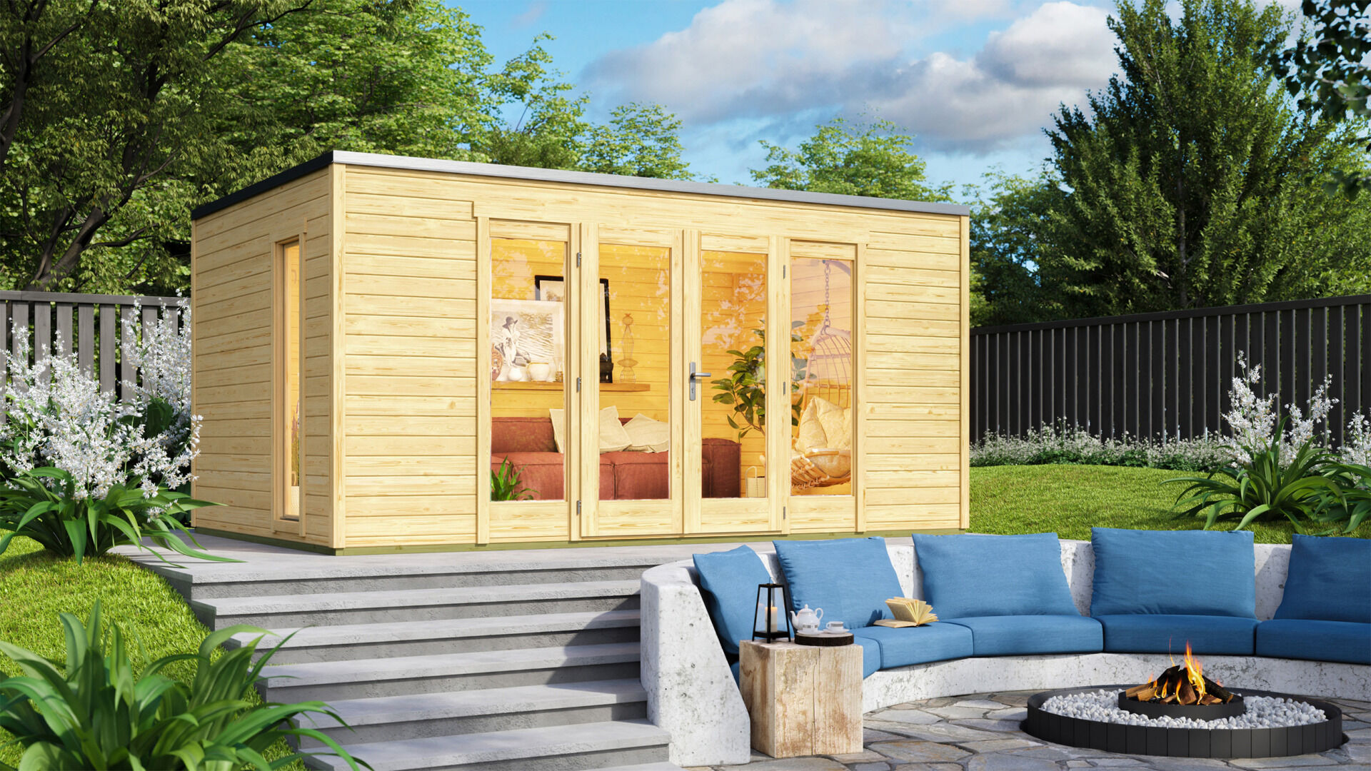 weka Gartenhaus P 285 4,5x3,0m, natur, Premium Dachbahn selbstklebend