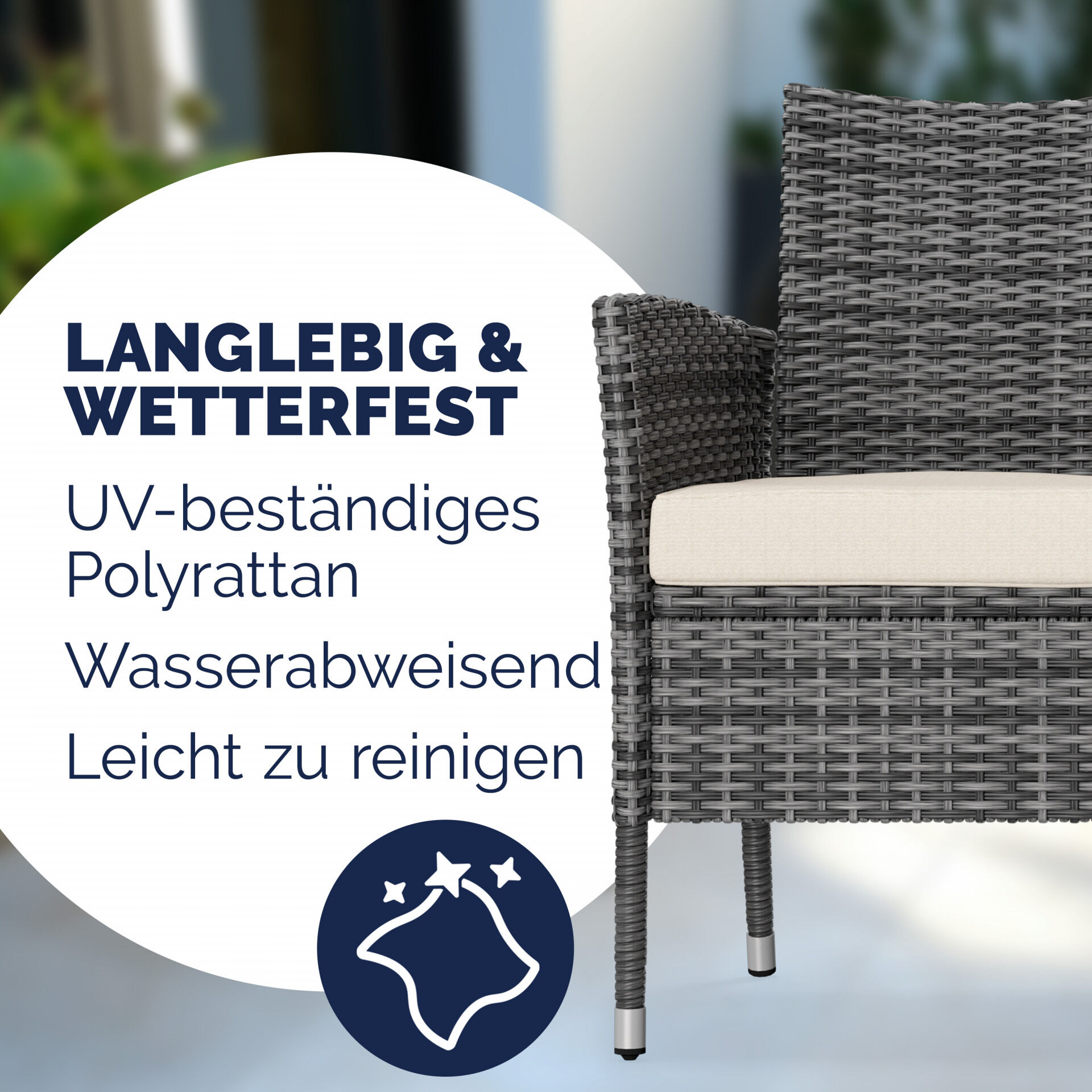 Polyrattan Kino Bank Grau/Beige 145x58x87cm