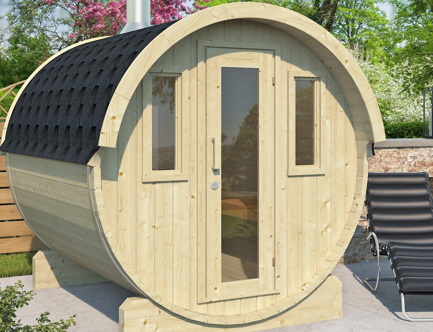 Holztür für Saunafass Variante