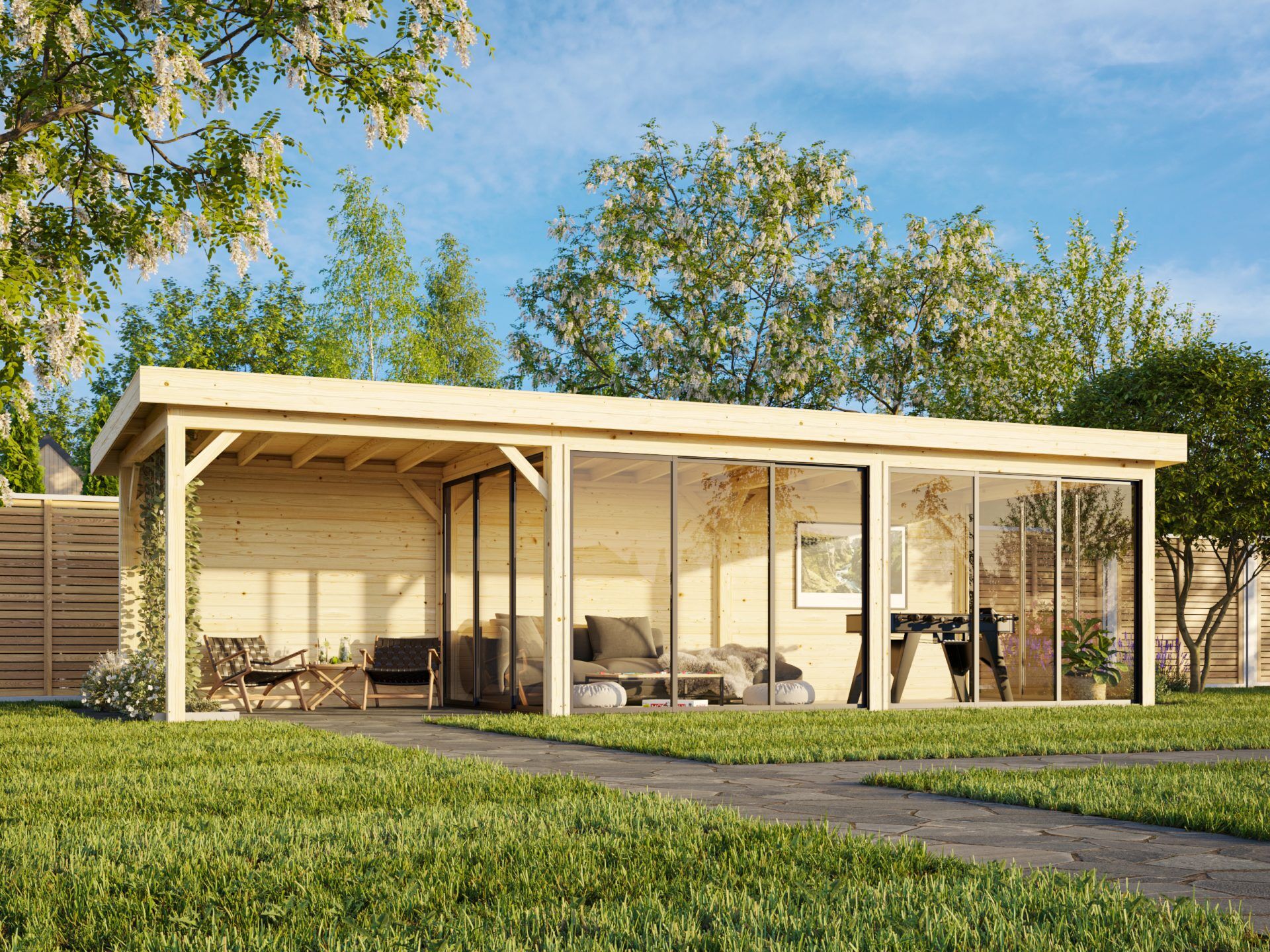Modernes Gartenhaus Lenna 24,9 Set 718 Palmako Holz
