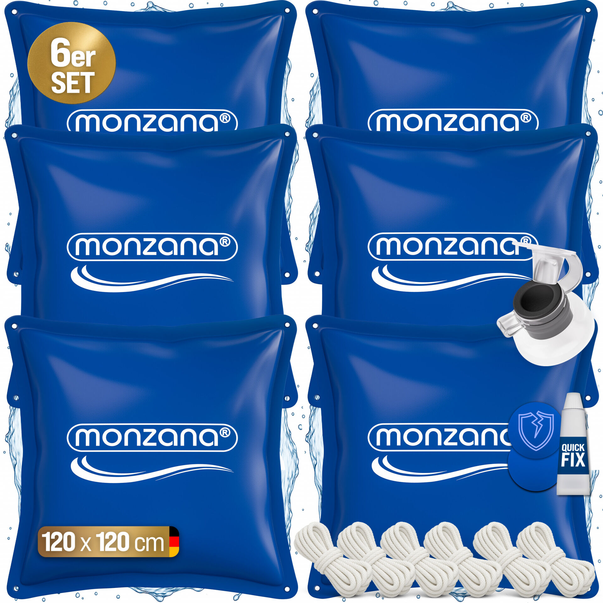 Poolkissen 6er-Set Blau 120x120cm -20°C