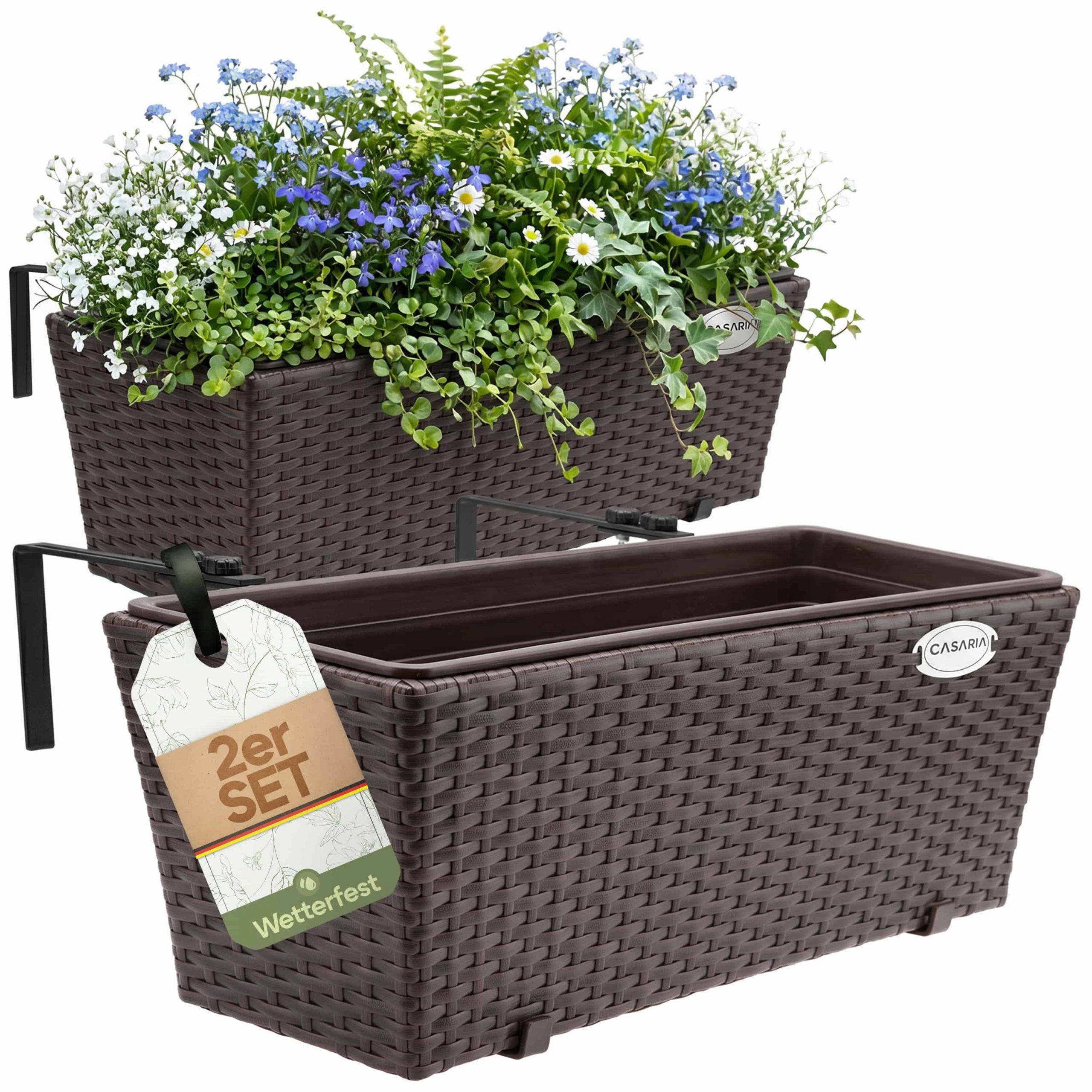 Polyrattan Blumenkasten 2er-Set Braun