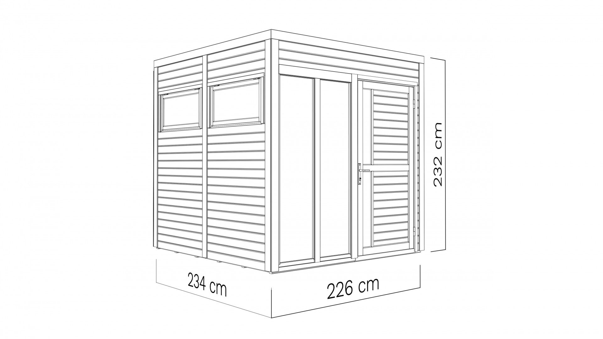 Gartenhaus Holz Cubus 2 Office naturbelassen 223 x 230 cm