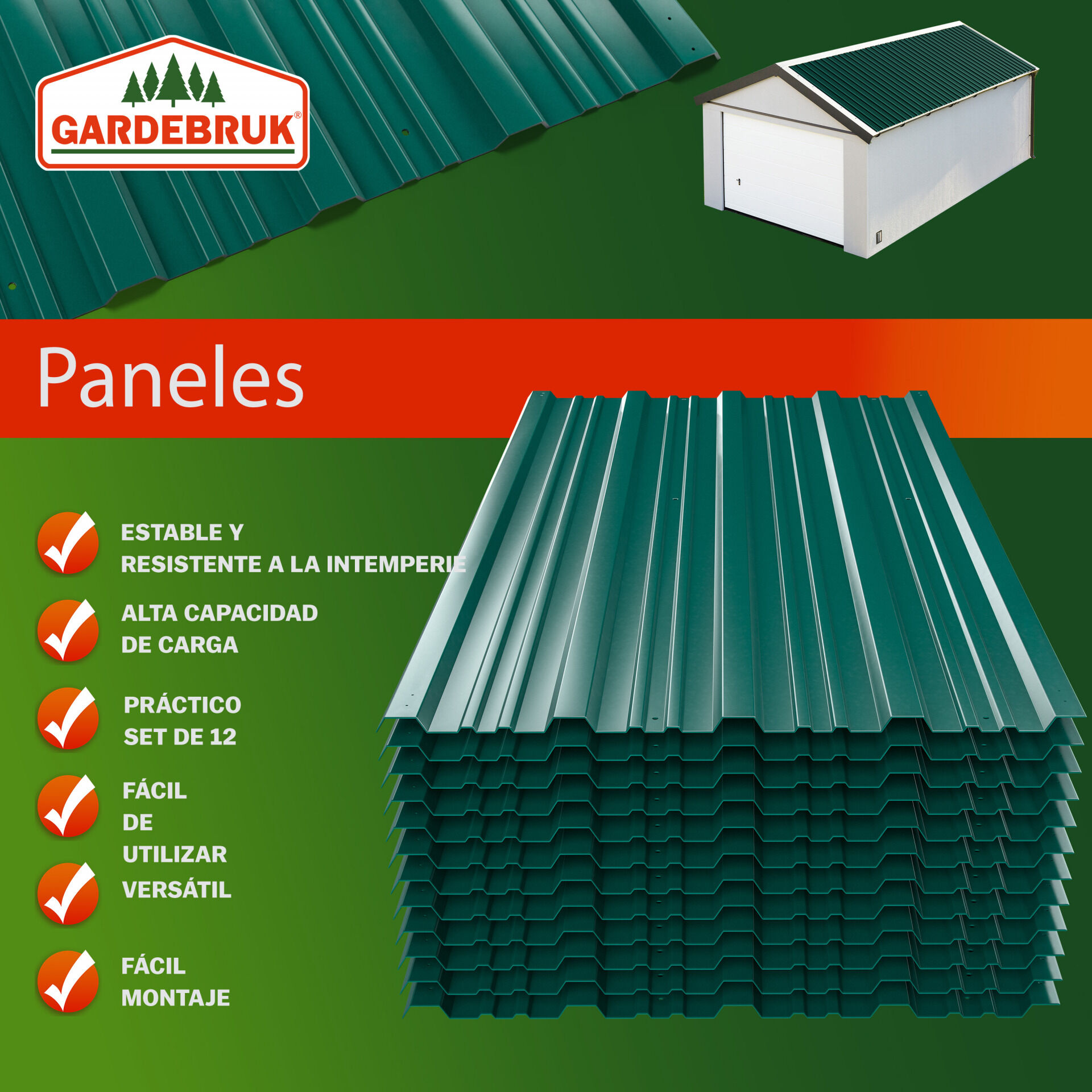 Trapezblech 12er-Set Grün 129x46cm gelocht
