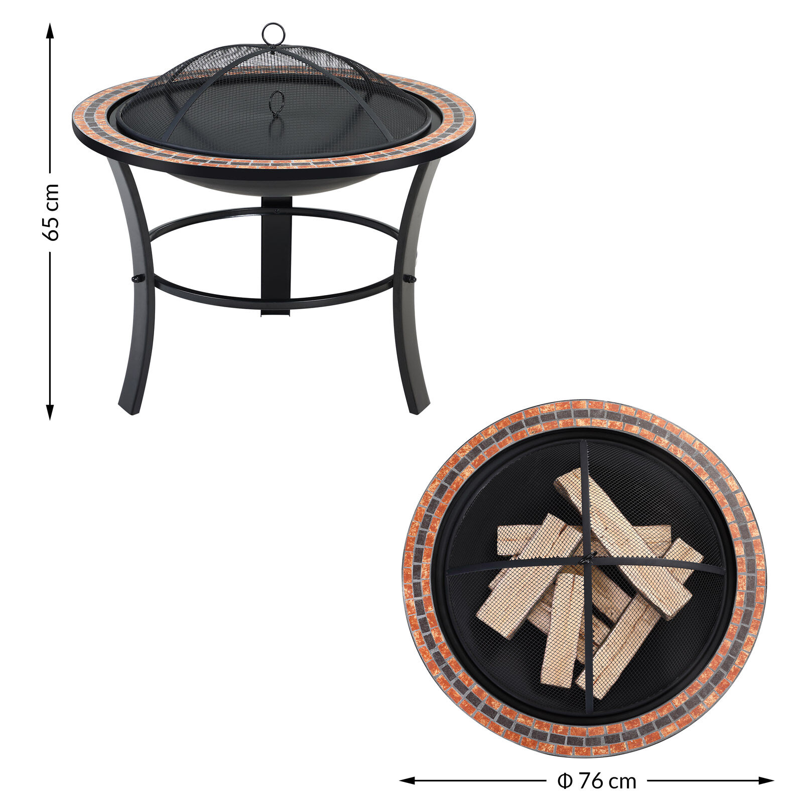 Feuerschale Fuoco Mosaik Stahl Ø76cm