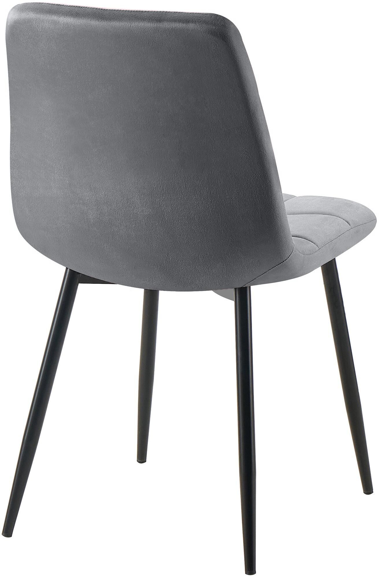 2er Set Esszimmerstuhl Tilde Samt, dunkelgrau