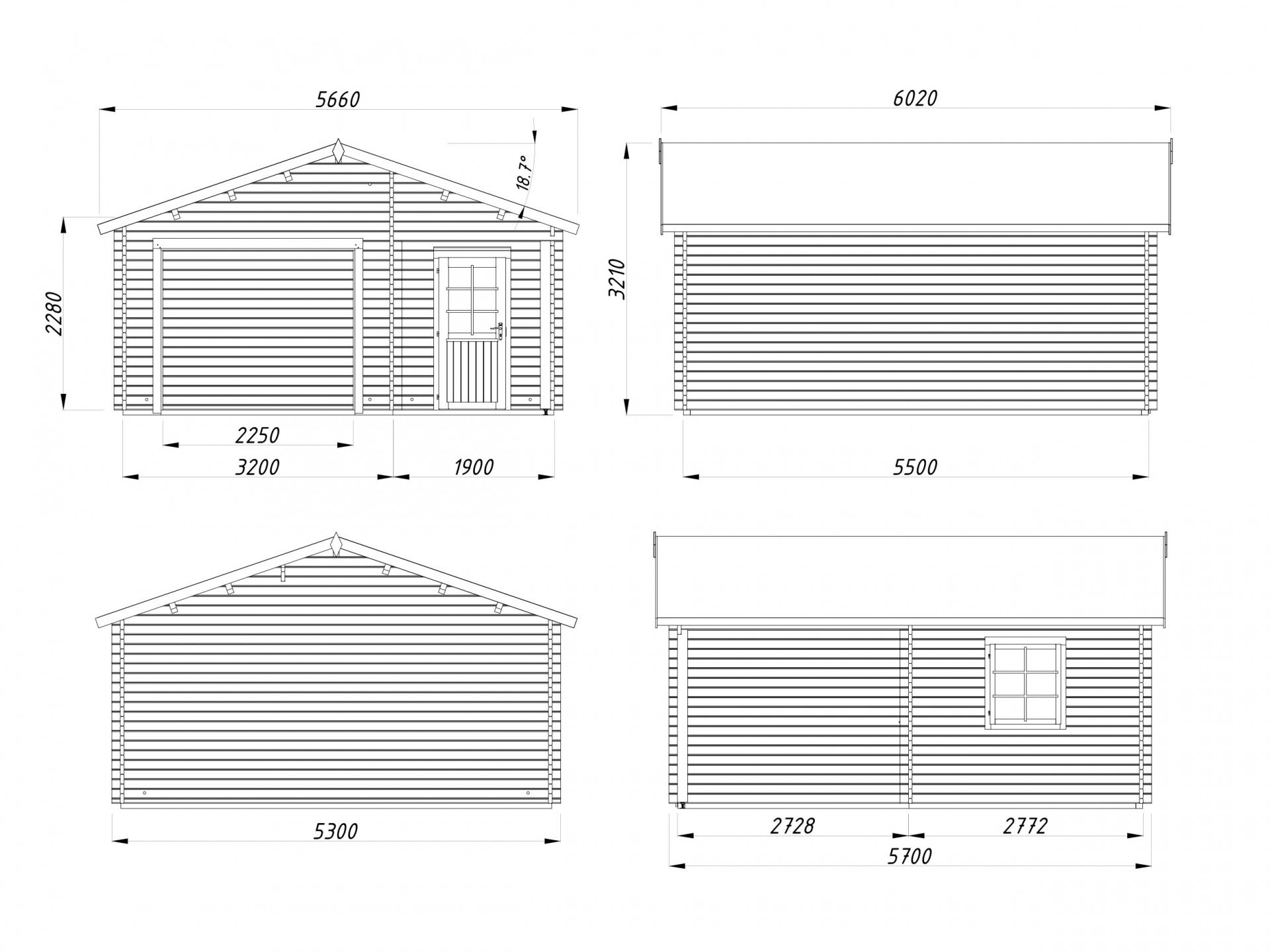Palmako Holzgarage Roger 21,9+5,2 m²