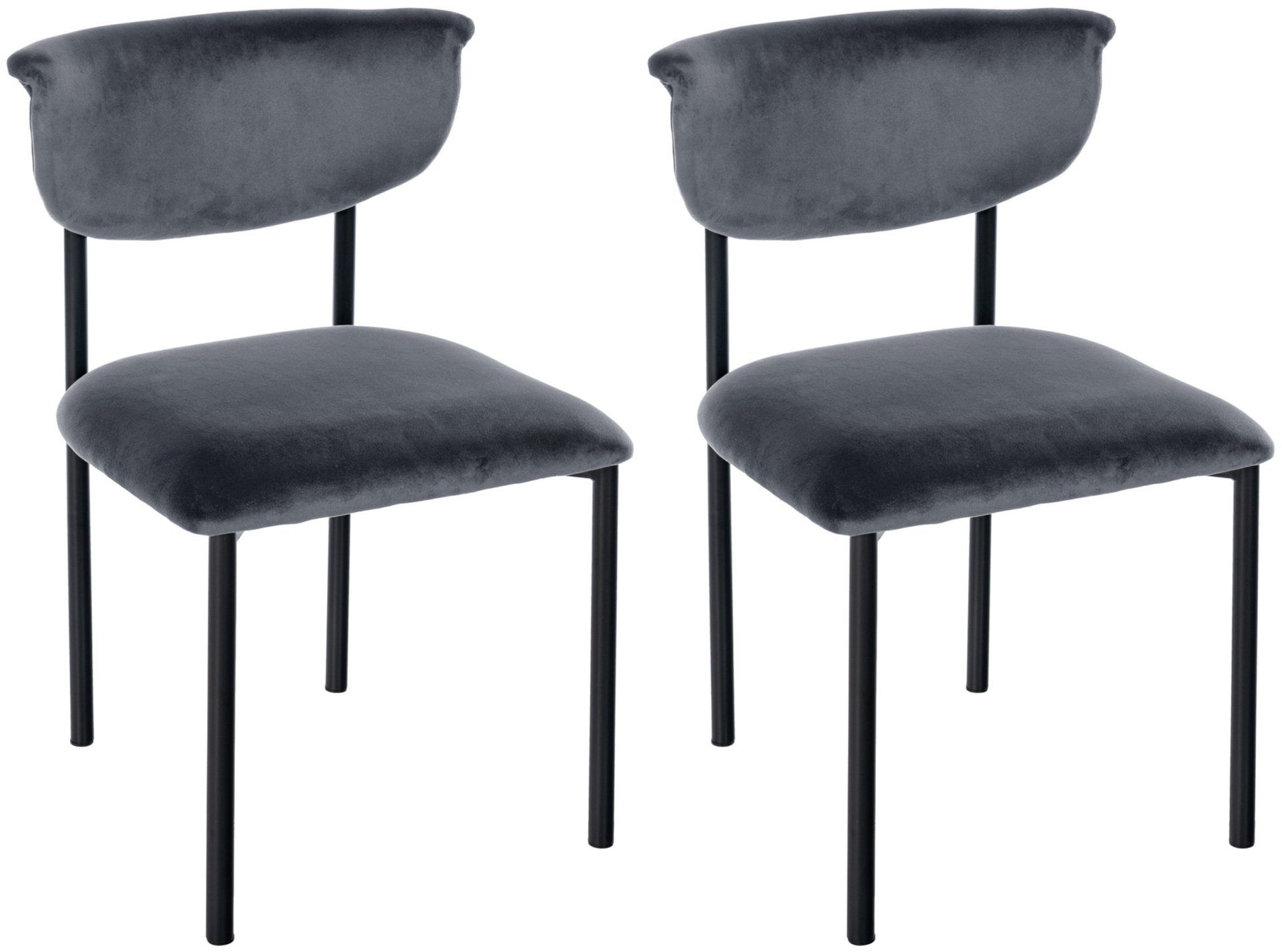 2er Set Besucherstuhl Gambell Samt, dunkelgrau
