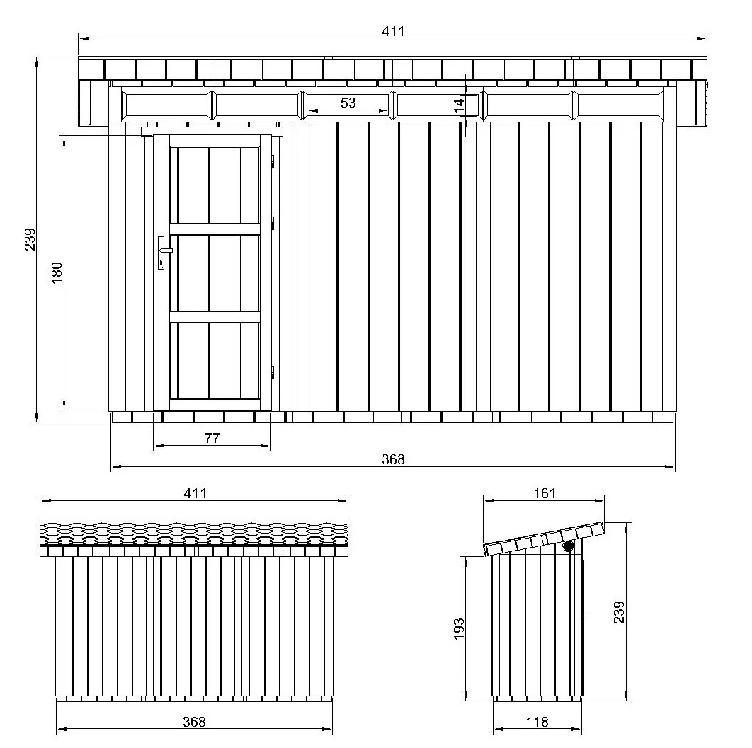 Pultdach Gartenhaus Norge 2 mit LP® SmartSide® M902 – 368 x 118 cm – 4 m2