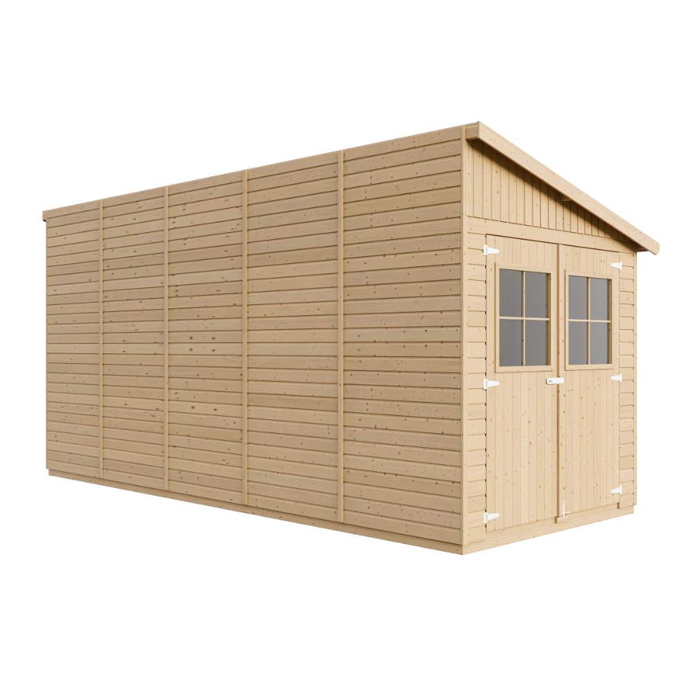 Holzschuppen M341A+M341G mit Boden – 205 x 493 cm – 10 m2