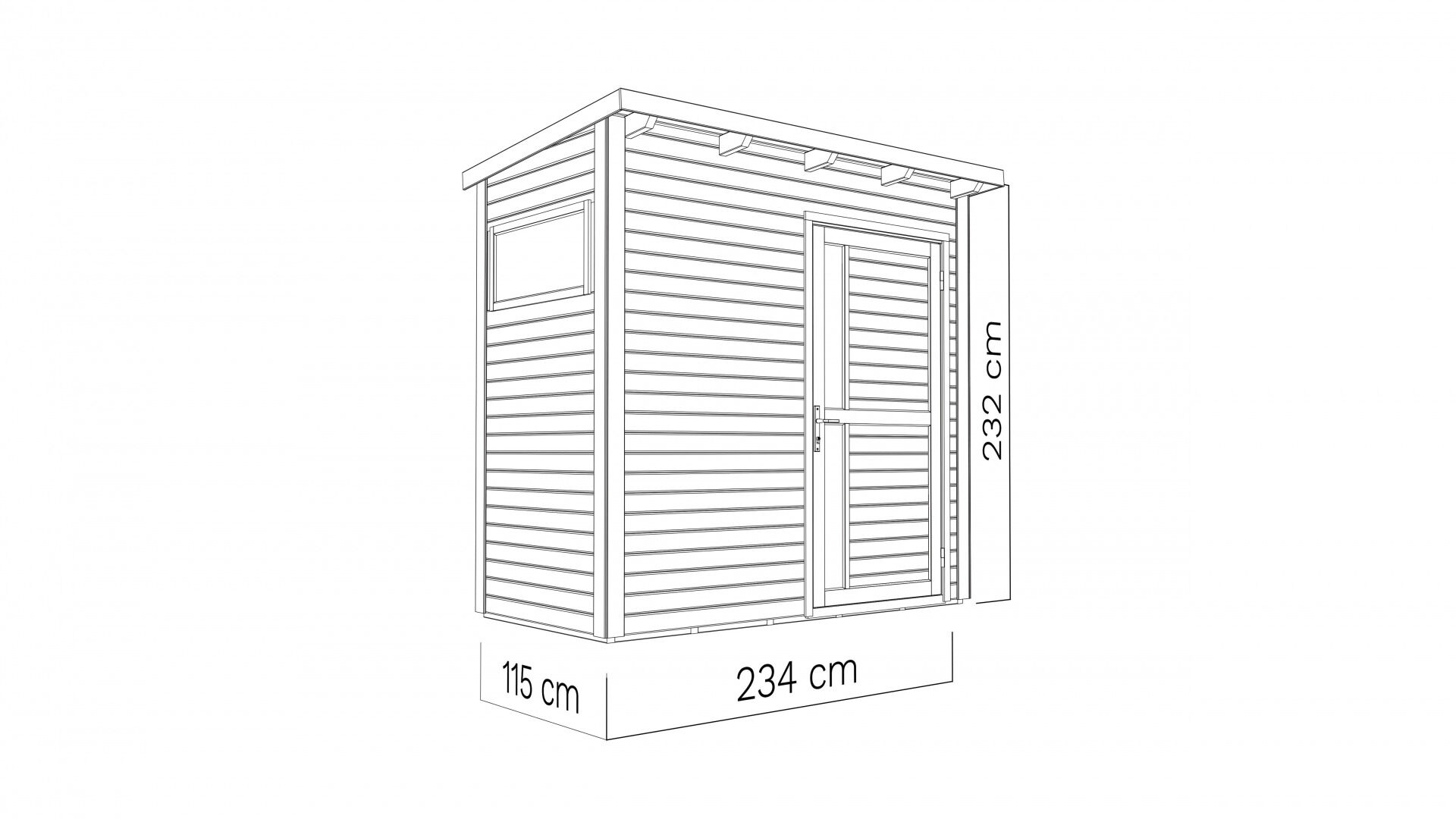 Gartenhaus Holz Pentus 1 anthrazit 234 x 115 cm